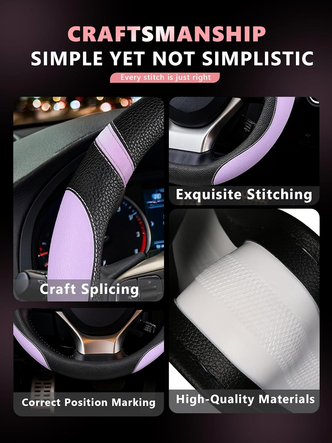 Steering Wheel Cover Customized Fit for Lexus RX270 RX330 RX350 Rx400H ES200 Es300H NX200 NX300 Nx350H UX200 Ux260H Ux300H GS300 GX350 (Purple) image number 5