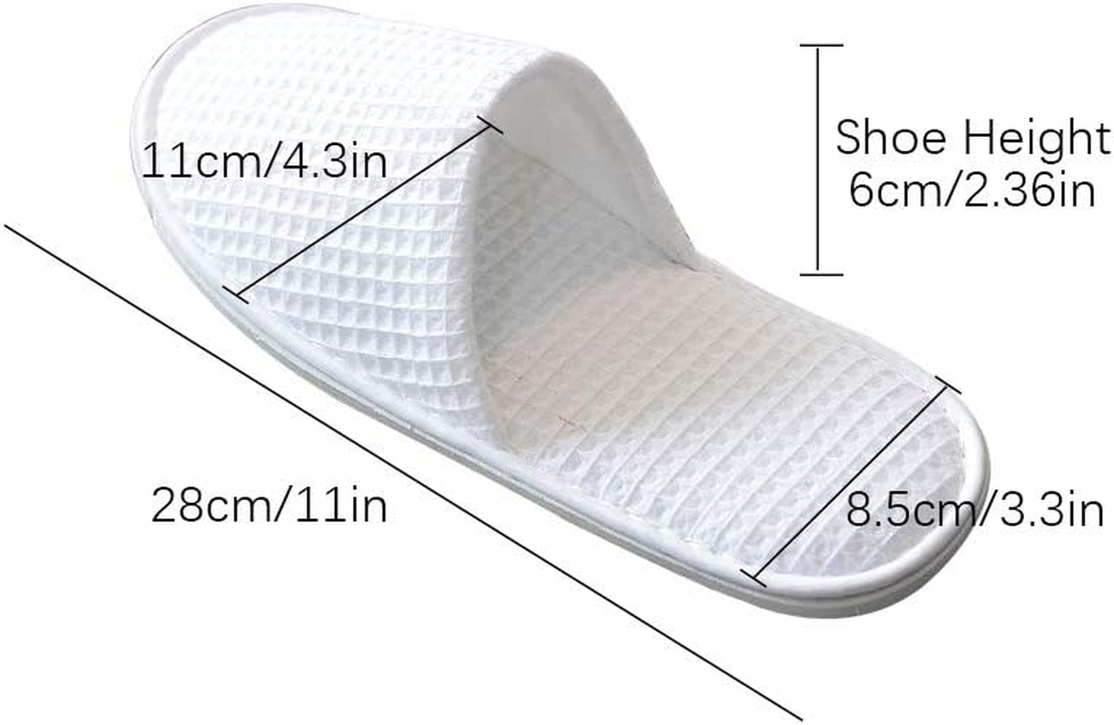 5 Pairs Disposable Slippers Open Toe Non-Slip Hotel Spa Slippers Flat Waffle White House Shoes Sandals for Spa, Party Guest, Hotel and Travel image number 3