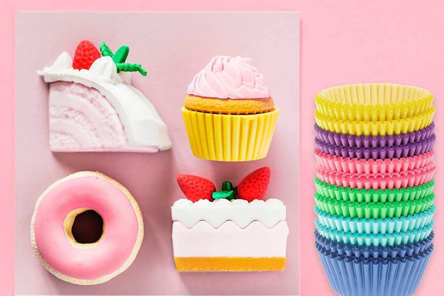 Selizo 600 Pcs Cupcake Liners Cupcake Wrappers Cupcake Paper Baking Cups for Cake Balls, Muffins, Cupcakes and Candies, Assorted Bright Colors image number 1