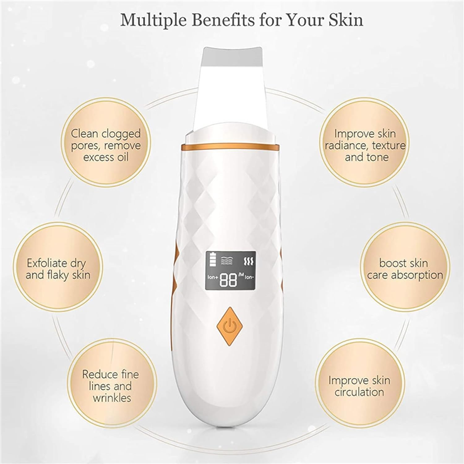 COREXPOWER Skin Scrubber Face Spatula, LCD Screen Pore Scraper Pore Cleaner Blackhead Removal Ultrasonic Pore Extractor - 4 Modes Skin Scrubber Face Spatula Espatula Ultrasonica Facial Profesional image number 1