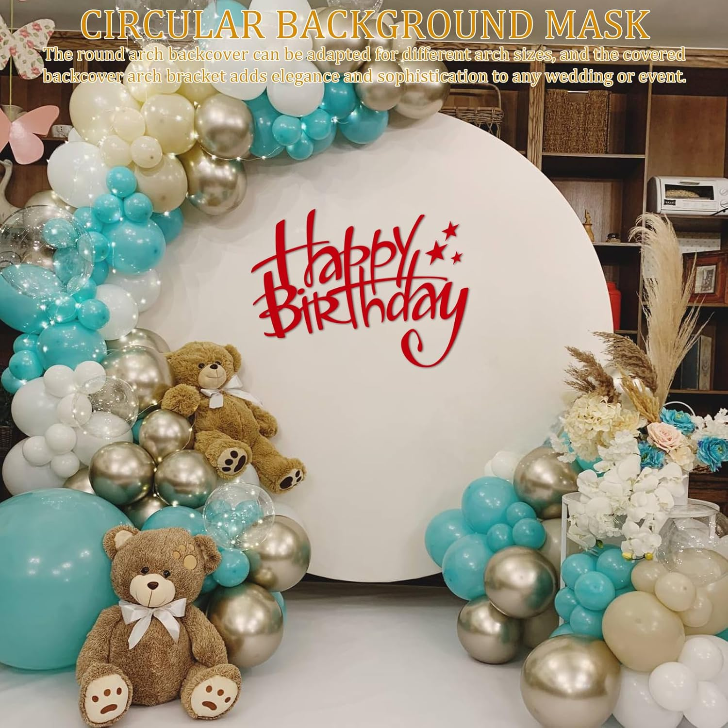 ZLHETWT round Backdrop Cover, Circle Arch Cover for Birthday Party Wedding Banquet D&eacute;cor (White, Polyester, 6.6Ft/2.2M) - White 2.2M image number 2