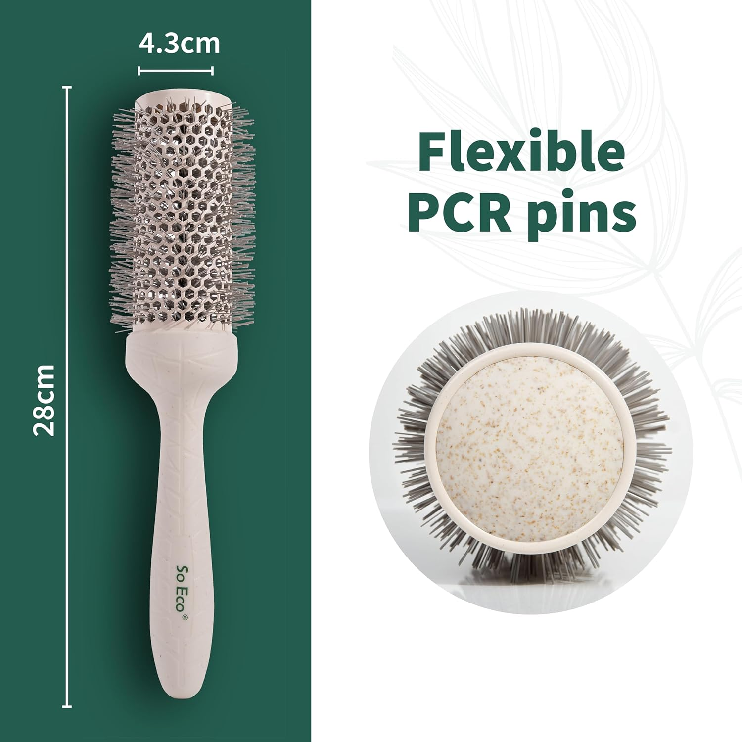 So Eco Medium 43Mm Thermo Ceramic round Brush - Hair Styling, Volumising & Curling Brush for Medium Length Hair. Sustainable Bioplastic Handle & Pins Made from Recycled Plastics image number 6