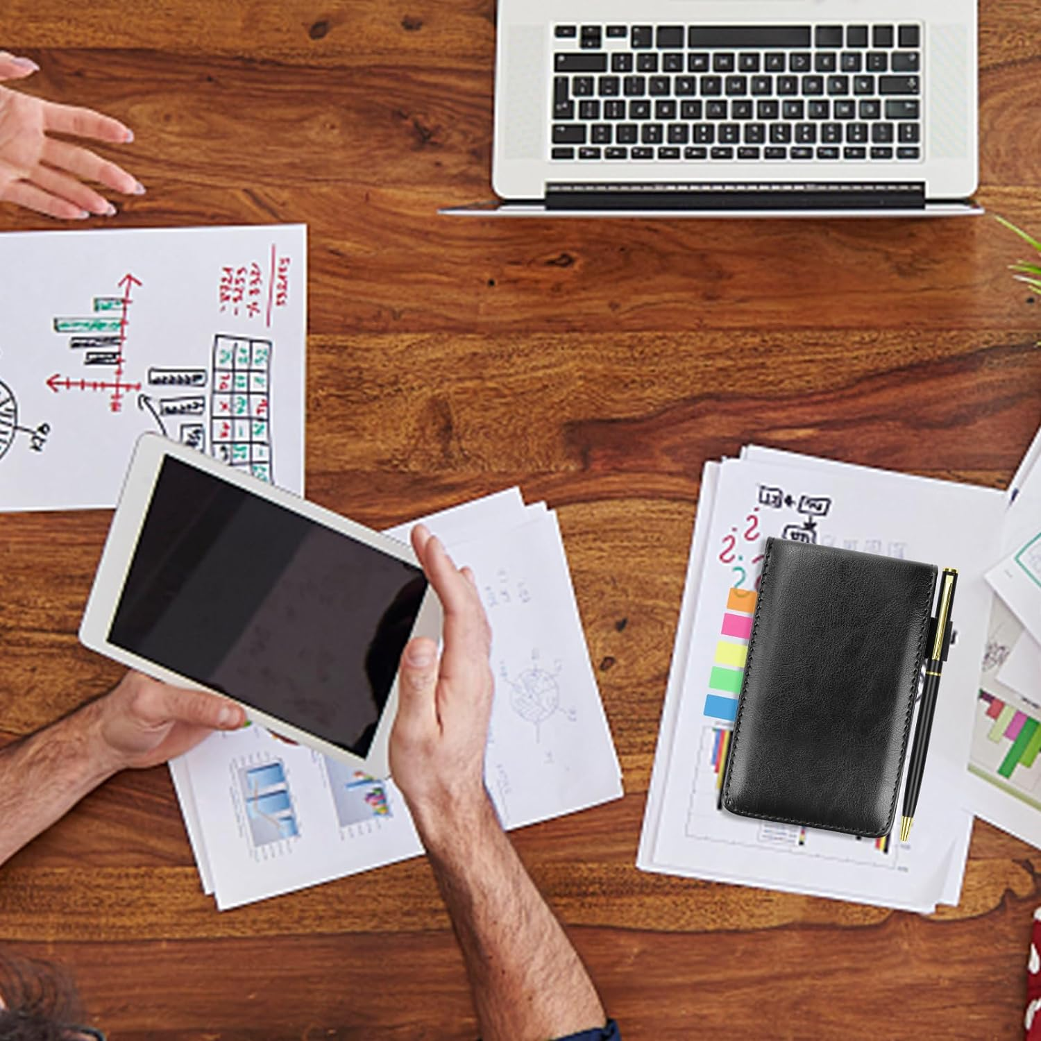 SHAIDOJIO 7Pcs Small Pocket Notepad Holder Set, Mini Notepad Pen Holder with 50 Lined Sheets, A7 Pu Leather Pocket Notebook with 4 Memo Book Refills, 1 Metal Pen, 1 Index Tag for Home Office School image number 2