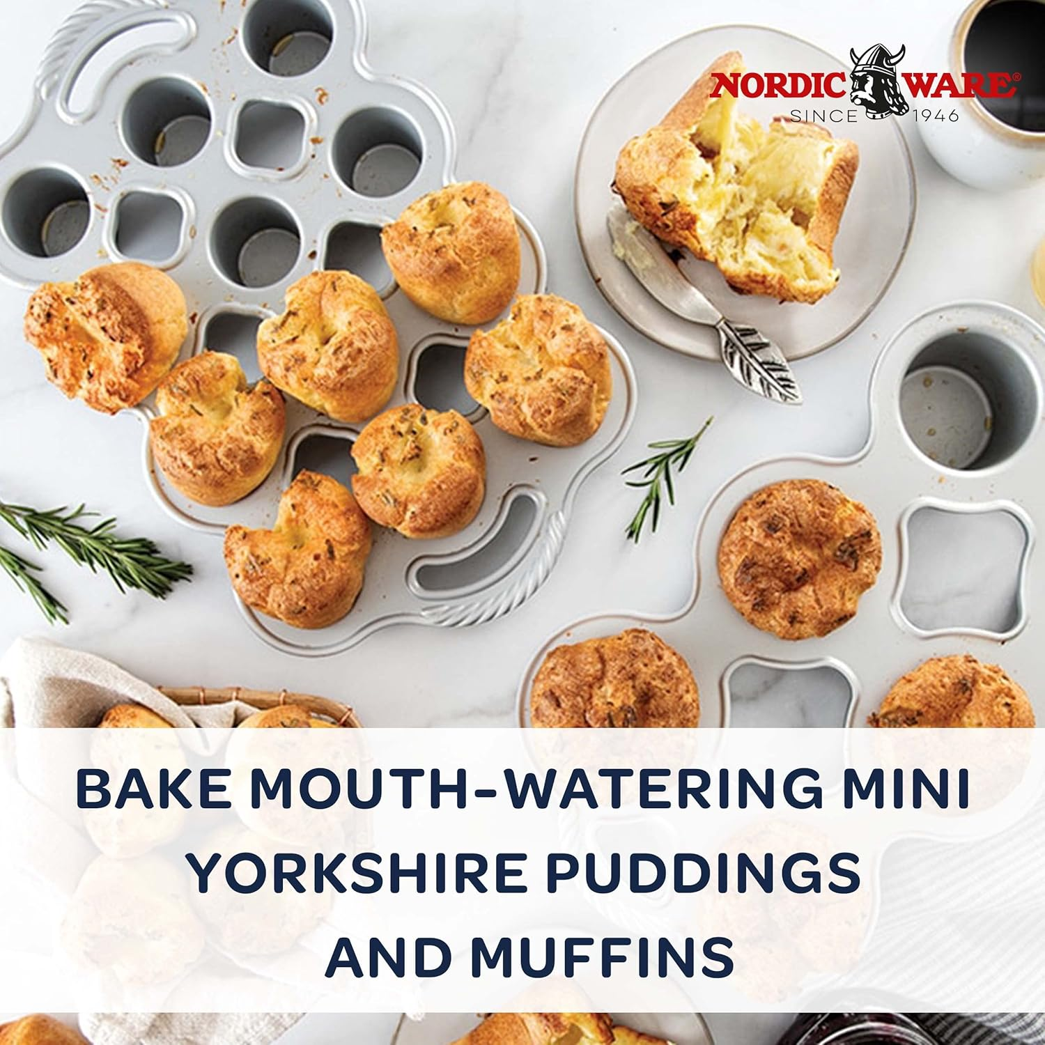 Nordic Ware Cast Aluminum Petite Popover Pan 1/4 Cup Each, 12 Cavity, Silver/Gray image number 1