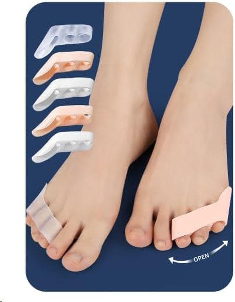 Pinky Toe Separator 10 Pack Bunion Pads Gel Little Pinky Toe Protectors Sleeve Bunion Corrector for Pain Relief Tailor'S Bunions, Curled Pinky Toes, Overlapping Toe (White, One Size) image number 4