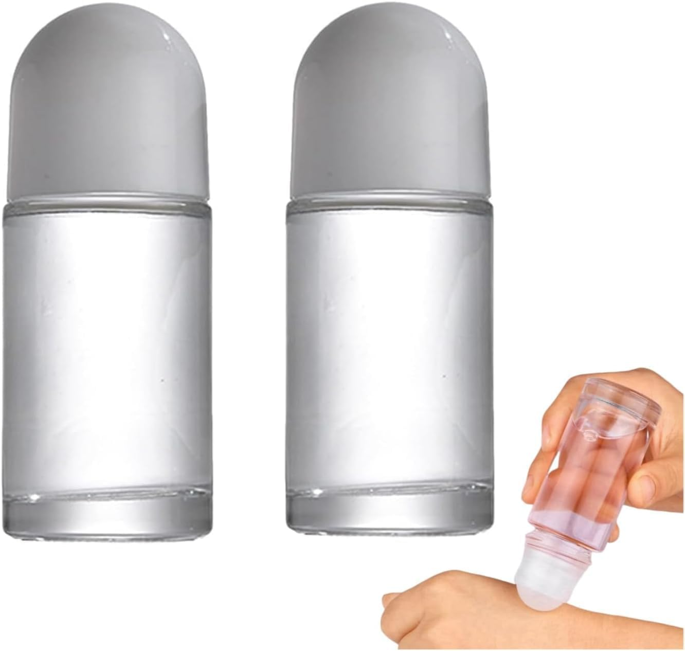 Winerstony 2Pcs White 50ML Glass Empty Roller Bottles with Plastic Roller Ball, Deodorant Roll on Containers Leak Proof Massage Ball Bottles for Essential Oil Perfume Refillable Containers Tools image number 4