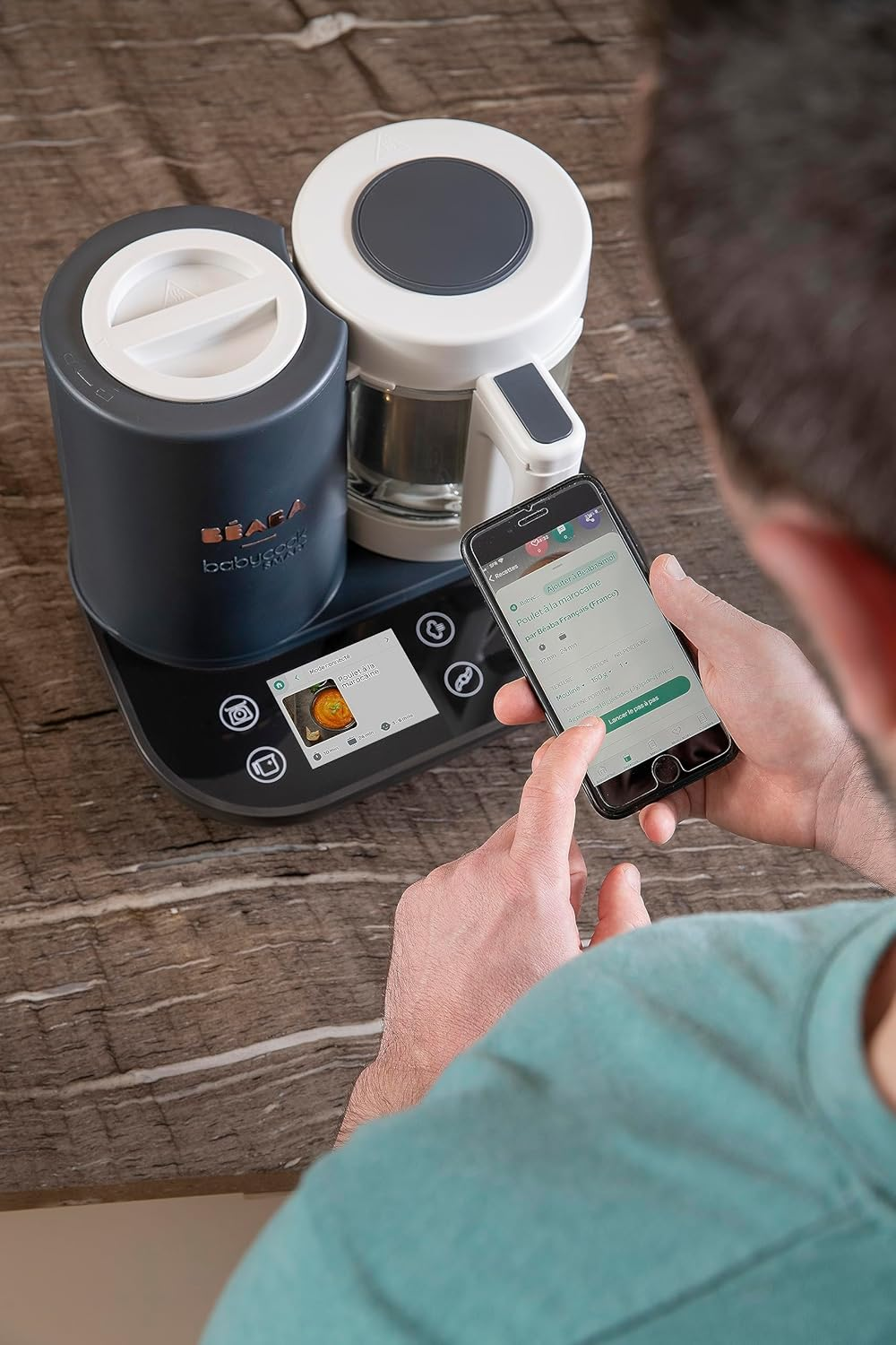 B&Eacute;ABA Babycook Smart Baby Food Robot, Connected Baby Mixer with Integrated Scale, 2.25L Glass Bowl, Stainless Steel Basket, Soft Steaming, Touch Screen & App - Charcoal Grey image number 3