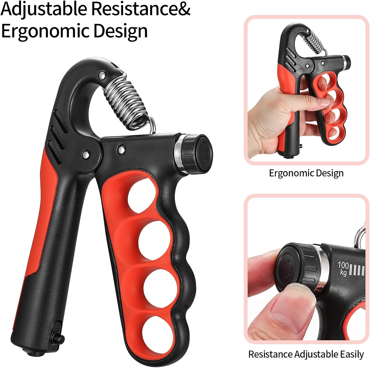 Grip Strengthener,5-100 Kg Adjustable Hand Gripper Strengthener, Forearm Strengthener Workout Kit, Finger Strengthener for Finger Forearm Exerciser Hand Grippers Training - Grey image number 3