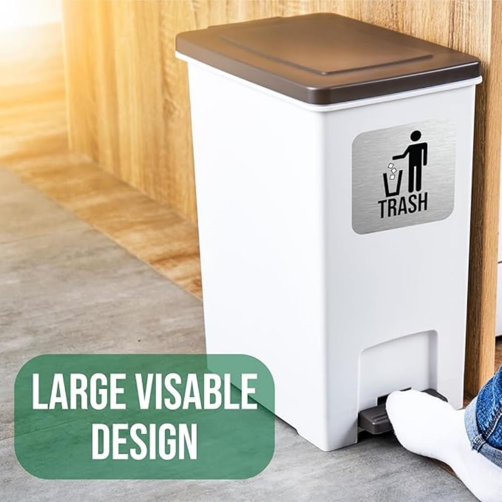 Recycle and Trash Sticker for Kitchen Trash Cans and Recycling Bins, Indoor Trash and Recycle Combo for Garbage Can Logo Symbol, 2 Sticker 5 Inch Outdoor Waste Bin image number 1