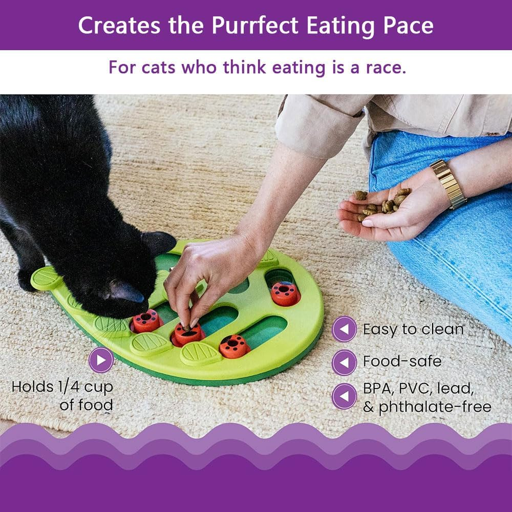 Interactive Cat Toy &ndash; Treat Dispensing Puzzle Feeder for Cats, Mental Enrichment Toy, Includes Pet Safe Meal-Dispensing Ball (Green) image number 3