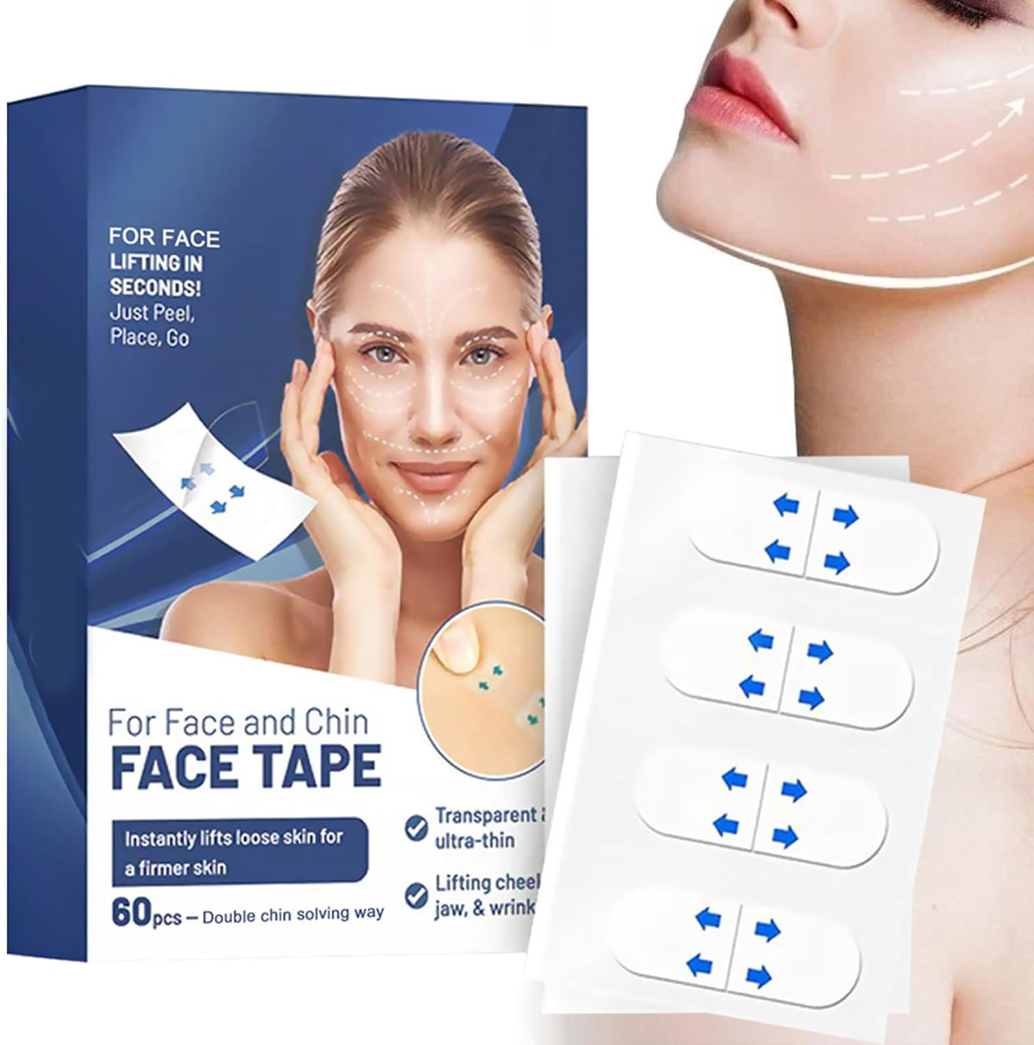 Face Tape | Secret Make up Stickers, Secret Make up Sticker, Facelift Tape for Face Neck, Instant Face Lift Stickers, Face Tape for Wrinkles, Neck Double Chin Puchen image number 2