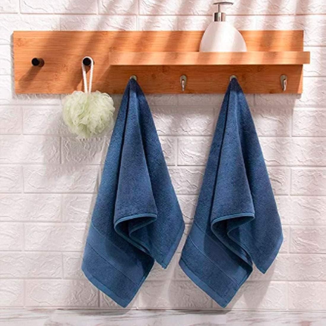 Lchkrep Bathroom Hand Towels (14X30 Inch), Home Soft Cotton Super Soft Highly Absorbent Hand Towels for Bath, Hand, Face, Gym and Spa (Navy Blue,2 Pack) - Blue image number 3