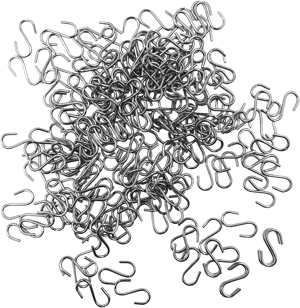 Sourceton 200Pcs 0.55 Inch S Hook Connectors, Mini Metal Hook, DIY Supplies, Curtain Hanging, Key Ring, Jewelry Connector, Pet Tag Hook