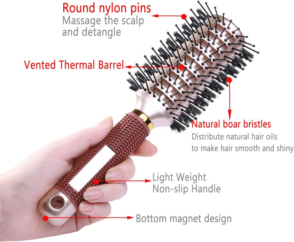 Oval Styling Vent Hair Brush for Blow Drying, Double Sided Boar and Nylon Bristle Brush for Medium. image number 1