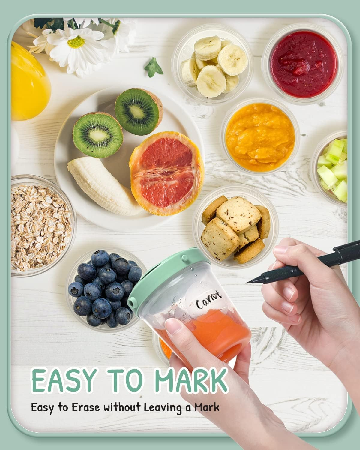 Baby Food Containers Freezer Safe - 6 Set(2/4/7Oz), Baby Food Jars with Lids, Freezer Storage Containers for Baby, Microwave & Dishwasher Safe, for Food, Dips, Snacks Etc, Pink image number 5