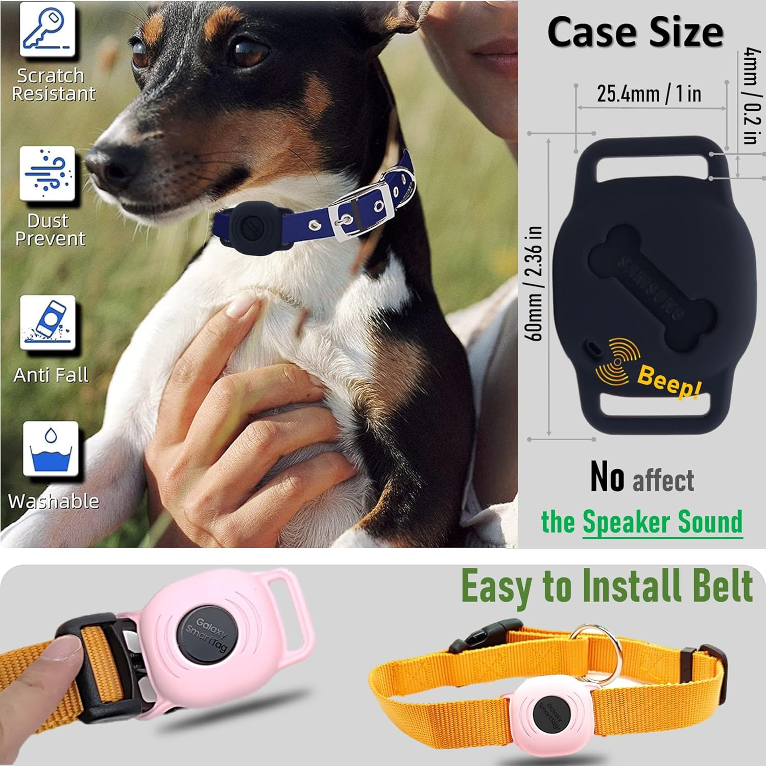 Silicone Case for Galaxy Smarttag for Dog, Slim Sleeve for Samsung Smart Tag+Plus Tracker for Pet Collar, Itag Sleeve Accessories Finder for Cat Necklace Dropper, Secure Holder for Kids (4 Pack) image number 6