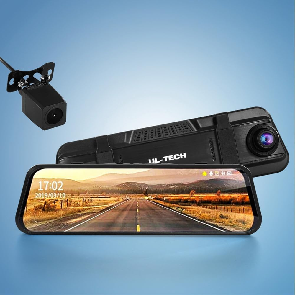 UL-TECH Dash Cam, 1080P 4K Automotive Mini 9.66" Front and Rear View Dashcam Car Camera Dashcams DVR Recorder LCD Video Cams Vehicle Caravan Electronics Accessories, Motion Sensor Night Vision 170&deg;