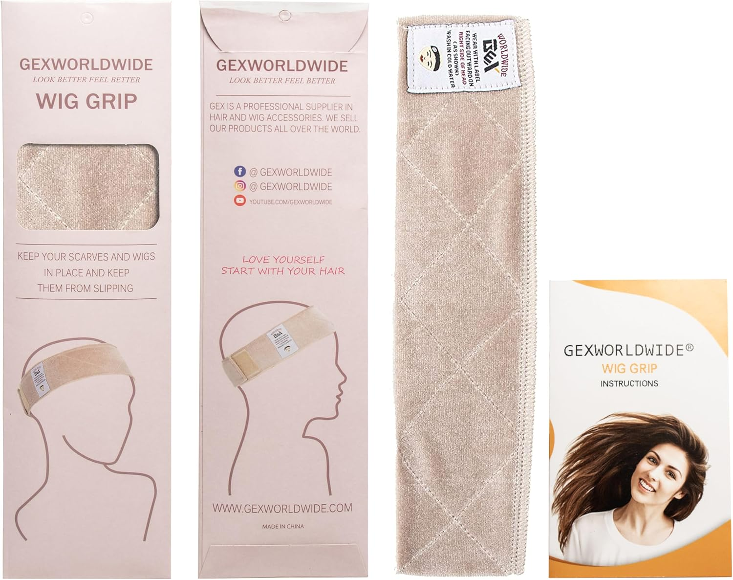 GEX Wig Grip Band Flexible Velvet Scarf Head Hair Band Wig Band with Adjustable Fastern (Beige) image number 4