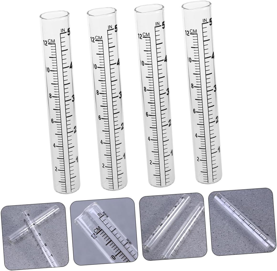 Balacoo 4Pcs Glass Rain Gauge Tubes Clear Measuring Containers for Outdoor Home Garden Precipitation Measurement Weather Rainfall Instrument image number 5