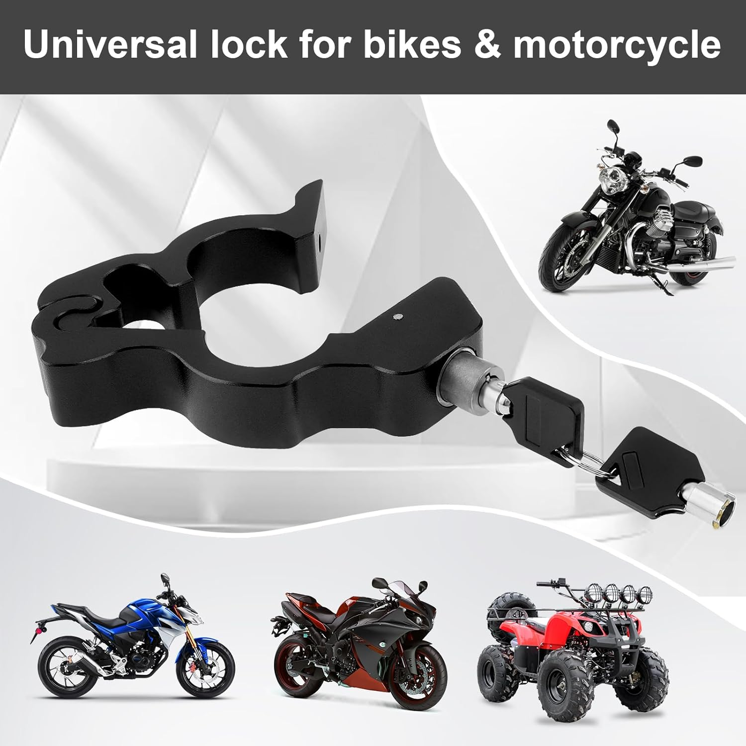 Windance Motorcycle anti Theft Lock, Heavy Duty Handlebar Grip Brake + Helmet Lock Cable with Combination + Storage Bag for Motorbike ATV Moped Scooter (Black+Black) - Black+Black image number 4