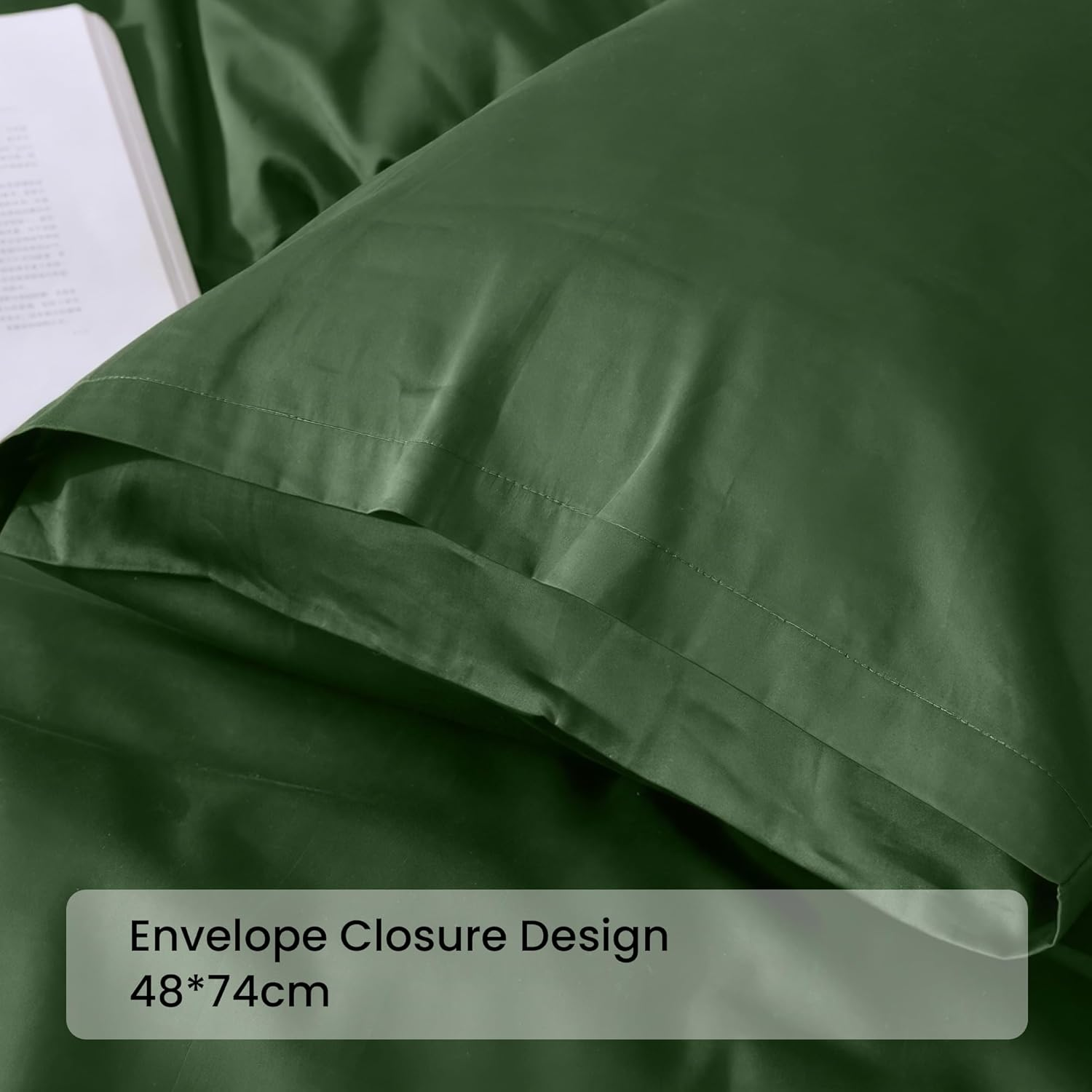 LINENOVA Queen Quilt Cover Set, 100% Luxury Cotton Duvet Cover with Buttons Closure,Ultra Soft Solid Plain Color 3Pcs Doona Cover Set(Queen, Olive) image number 3