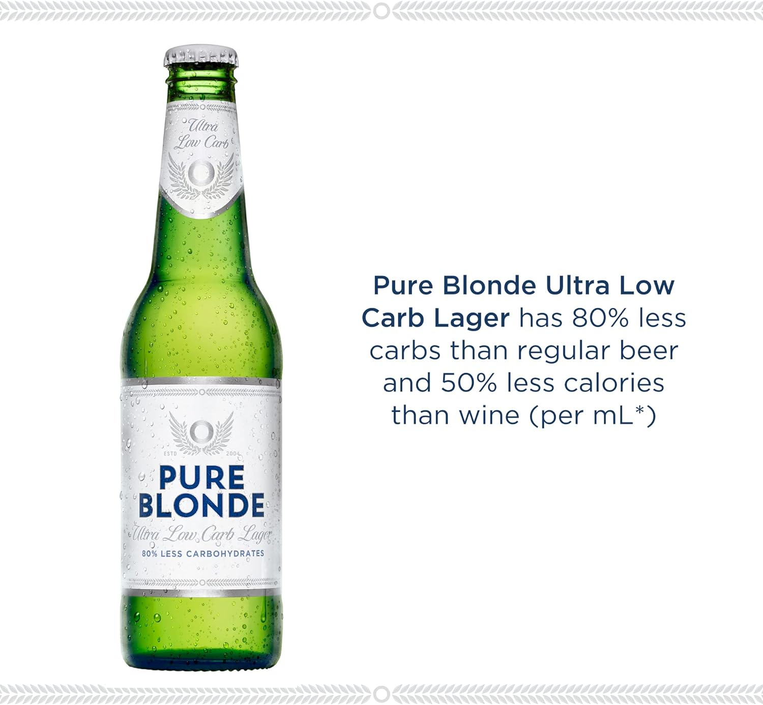 Pure Blonde Ultra Low Carb Lager, Light & Refreshing Finish, 4.2% ABV, 355Ml (Case of 24 Bottles)