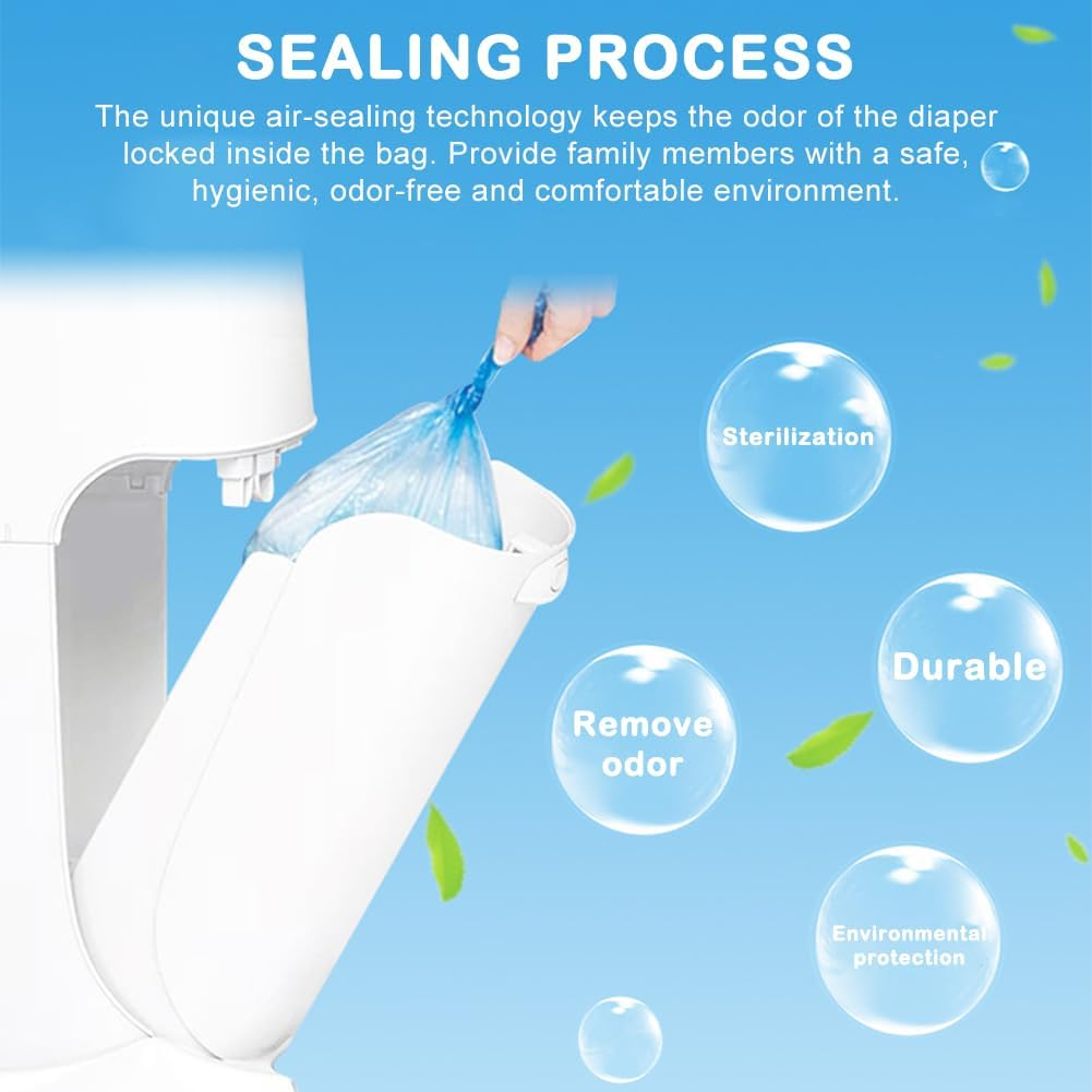 12 Pack Nappy Bin Refill Bags,4.5M Baby Diaper Bucket Bag Liner Bucket,Compatible with Angelcare/Tommee Tippee Twist & Click Sangenic,Nappy Bags Disposable,Baby Diaper Bin Bag Liner Pails image number 2