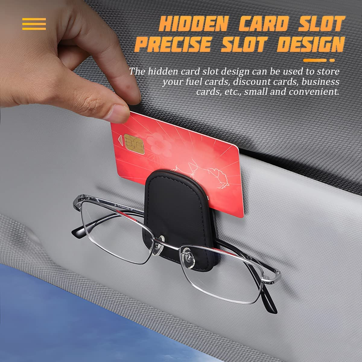 AICEL Sunglasses Holders for Car Sun Visor, Leather Eyeglasses Hanger Mounter, Magnetic Glasses Holder and Ticket Card Clip, Auto Interior Accessories Universal for SUV Pickup Truck image number 3