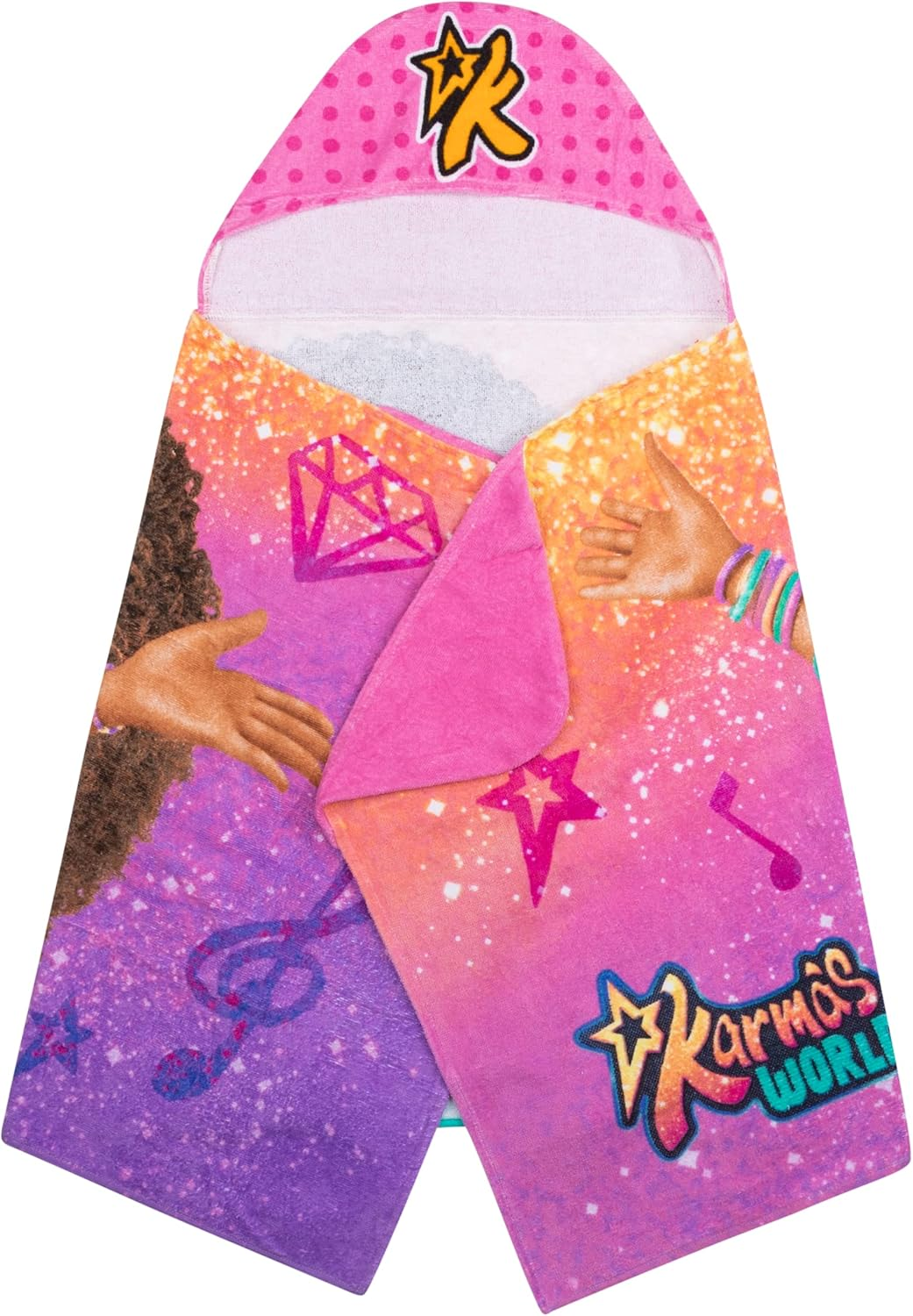 Karma'S World Kids Bath/Pool/Beach Soft Cotton Terry Hooded Towel Wrap, 24 in X 50 In, by Franco image number 4