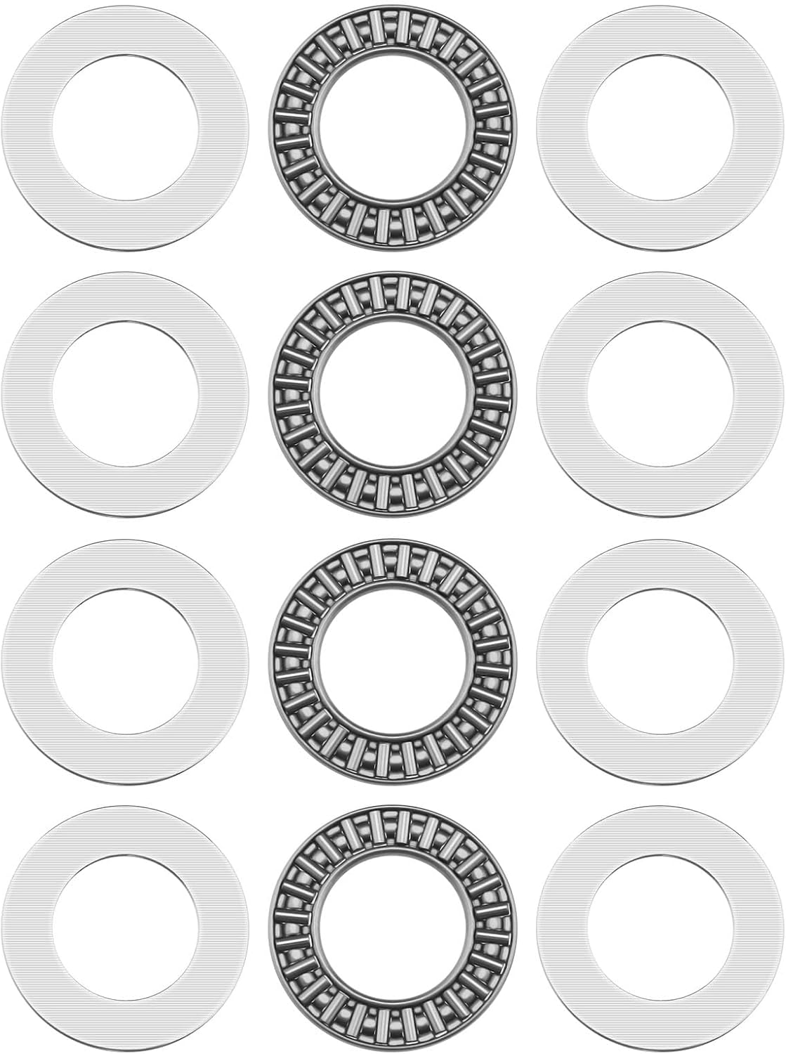 Emsea 4 Sets Needle Roller Bearing AXK2035 Pressure-Resistant Thrust Roller AS2035 Planar Bearing Needle Roller Thrust Bearings with 2 Washers image number 4