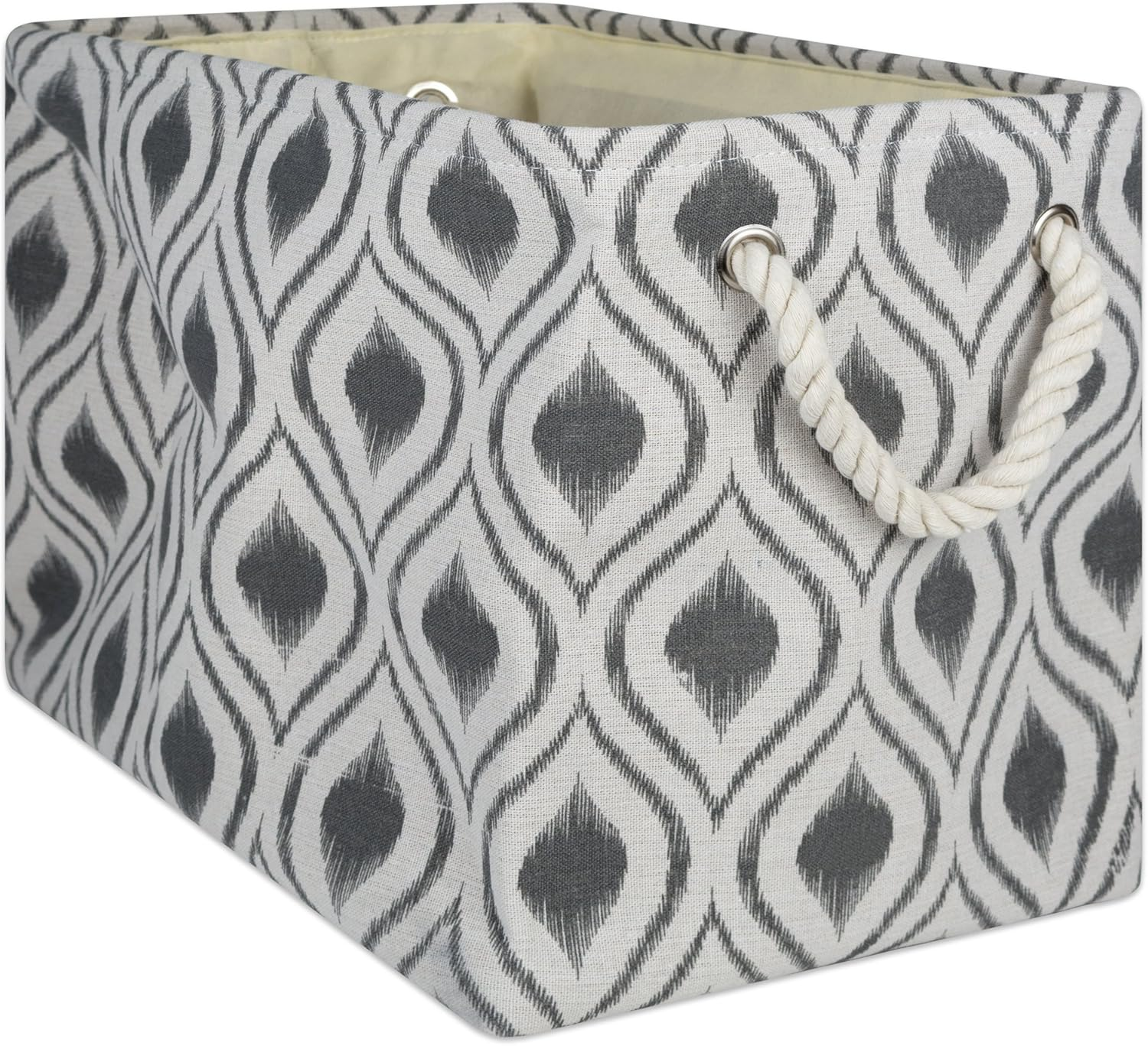 DII Polyester Container with Handles, Ikat Storage Bin, Large, Stone