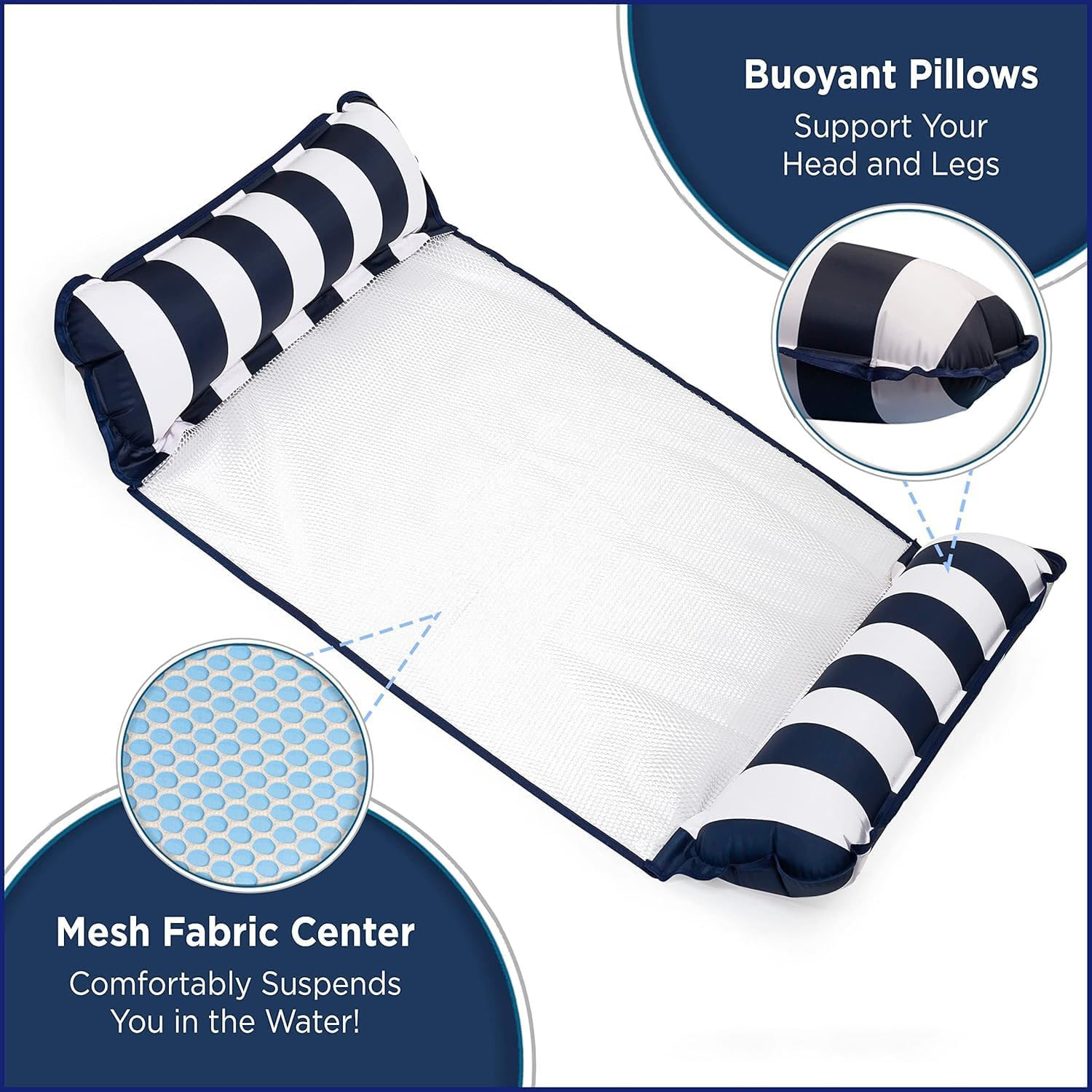 Dxzephious Aquatic 4-In-1 Monterey Hammock Pool Float & Water Hammock &ndash;Blue Navy &ndash; for Adults -Pool Noodle, Pool Toy,1Pack image number 3