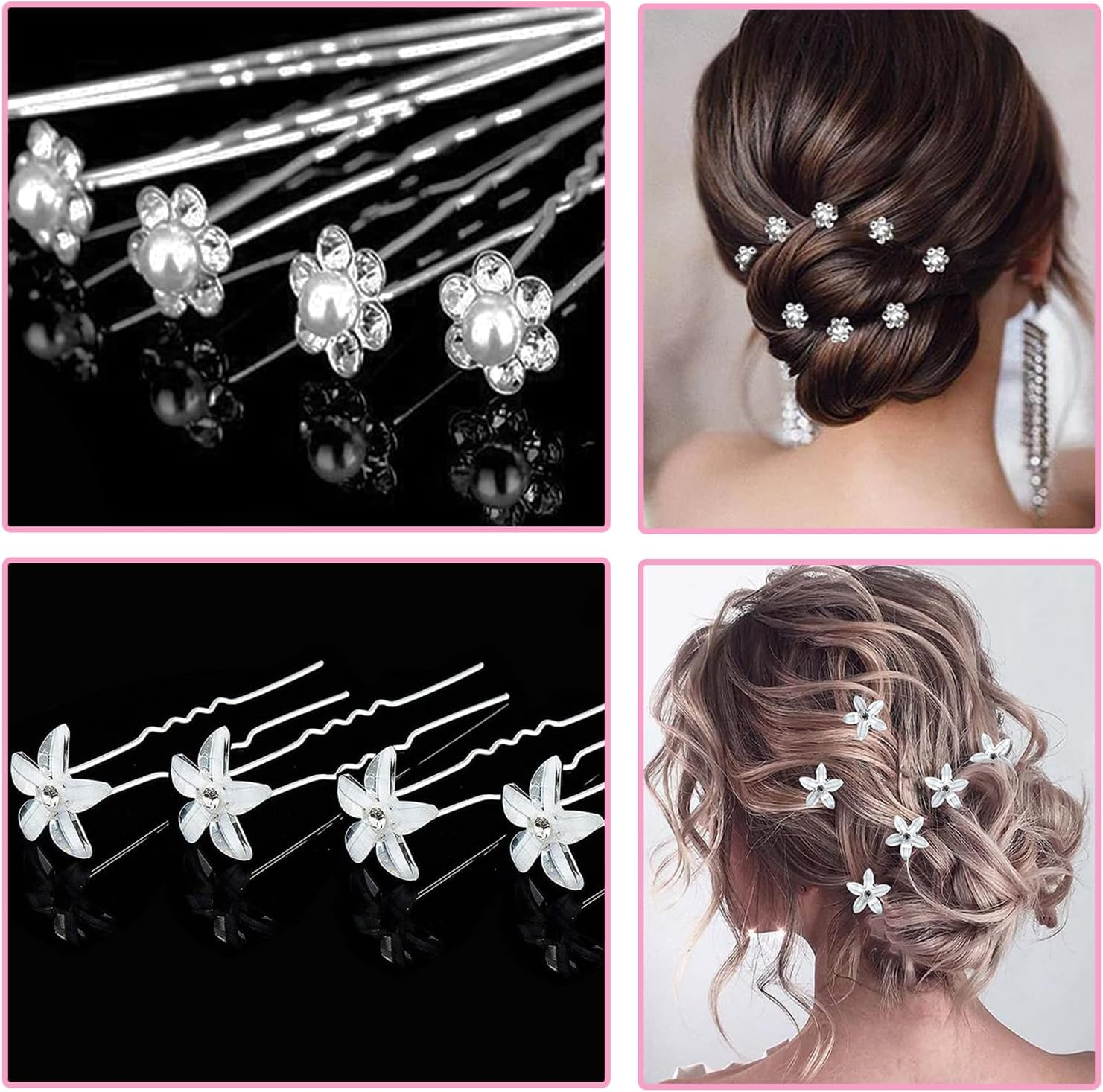 Pearl Hair Pins Set, Wedding Bridal U Shaped Flower Pins Hair Clips for Women Girls Brides, Bridesmaids, Girls Hair Style Prom Party, Jewelry Boho Vintage Hair Piece (20Pcs White) image number 4