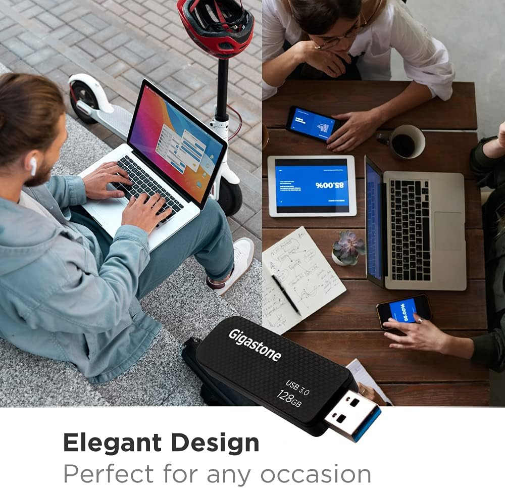 Gigastone Z30 128GB 2-Pack USB 3.2 Gen1 Flash Drive, Capless Retractable Design Pen Drive, Carbon Fiber Style, Reliable Performance & Durable, USB 2.0 / USB 3.0 / USB 3.1 Interface Compatible image number 2