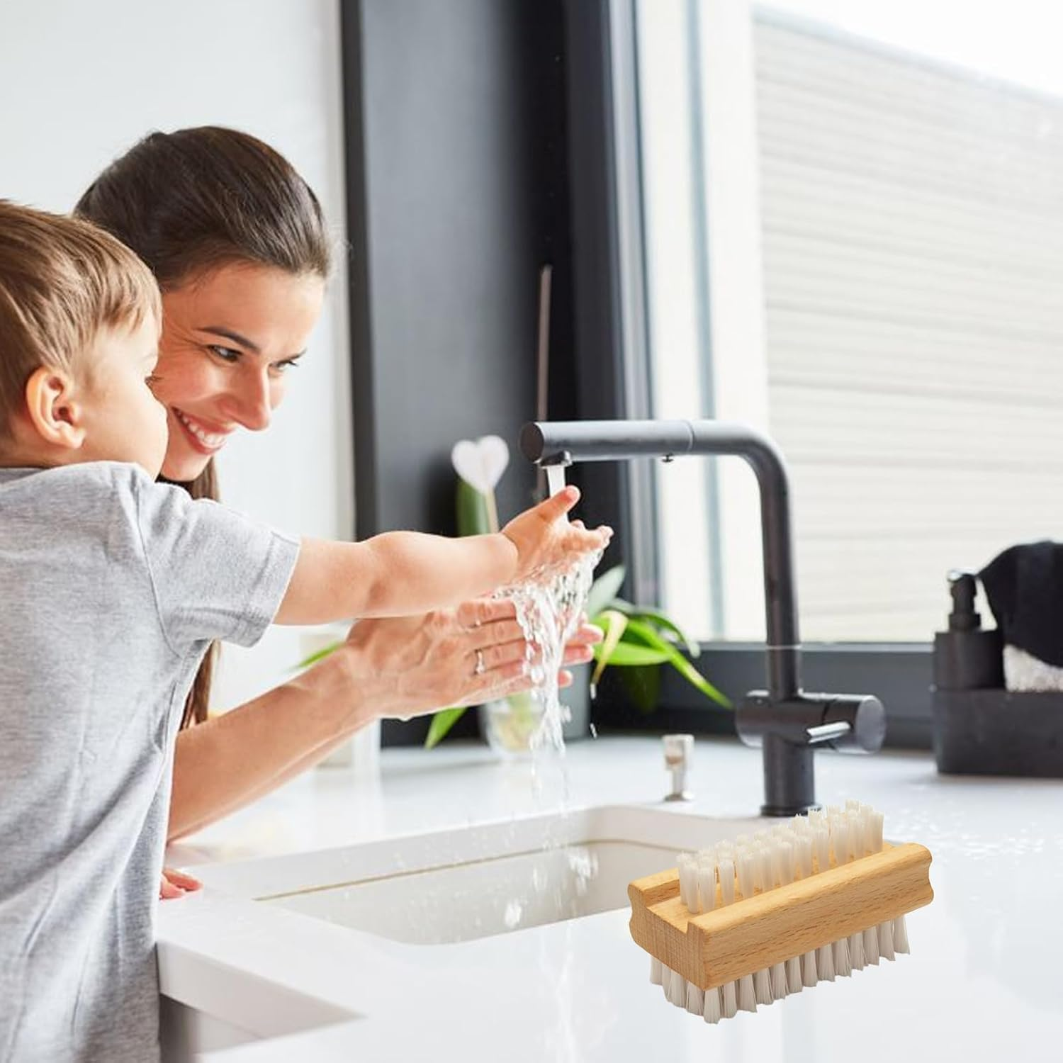 Nail Brush for Cleaning Fingernails - 2 Sided Finger Nail Brush,Cleaner Scrubber Manicure Tools with Anti-Slip Handle for Daily Kids Salon Men Women Home image number 1