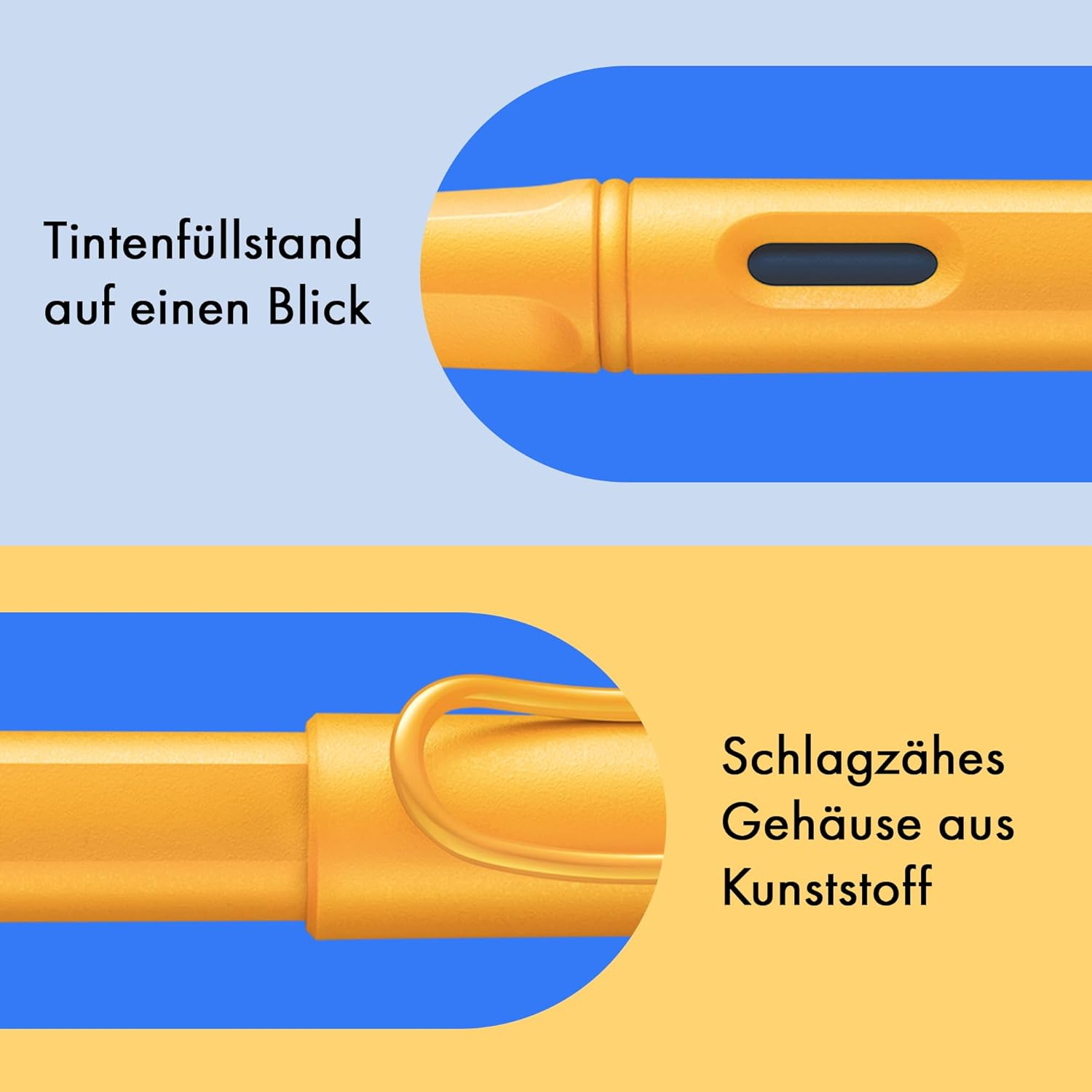 Lamy Safari Mango Fountain Pen with Ergonomic Grip and Polished Steel Nib in Line Width EF Robust ASA Plastic Includes Ink Cartridge T 10 Blue Right-Handed image number 3