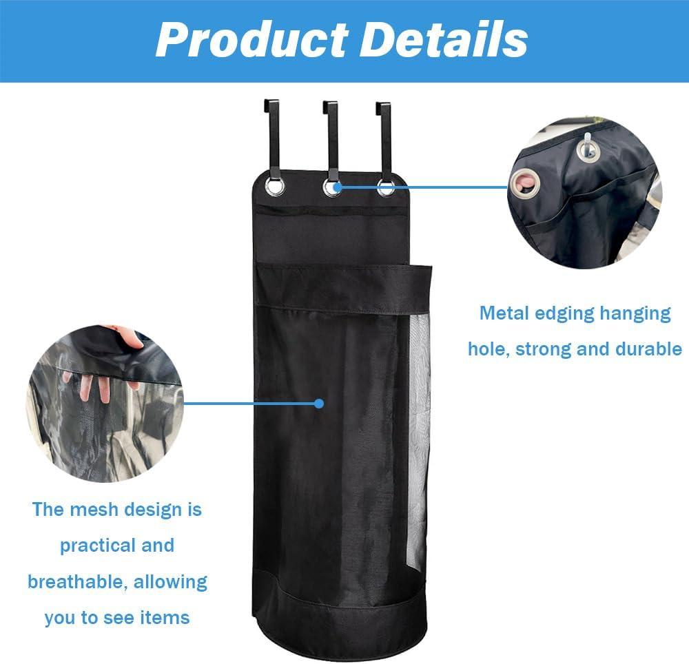 Hanging Hanging Sports Equipment Storage Bag, Black Mesh, Double Layer Oxford Cloth Storage Hanging Bag for Storing Footballs, Basketballs, Rugby and Other Sports Equipment. image number 4