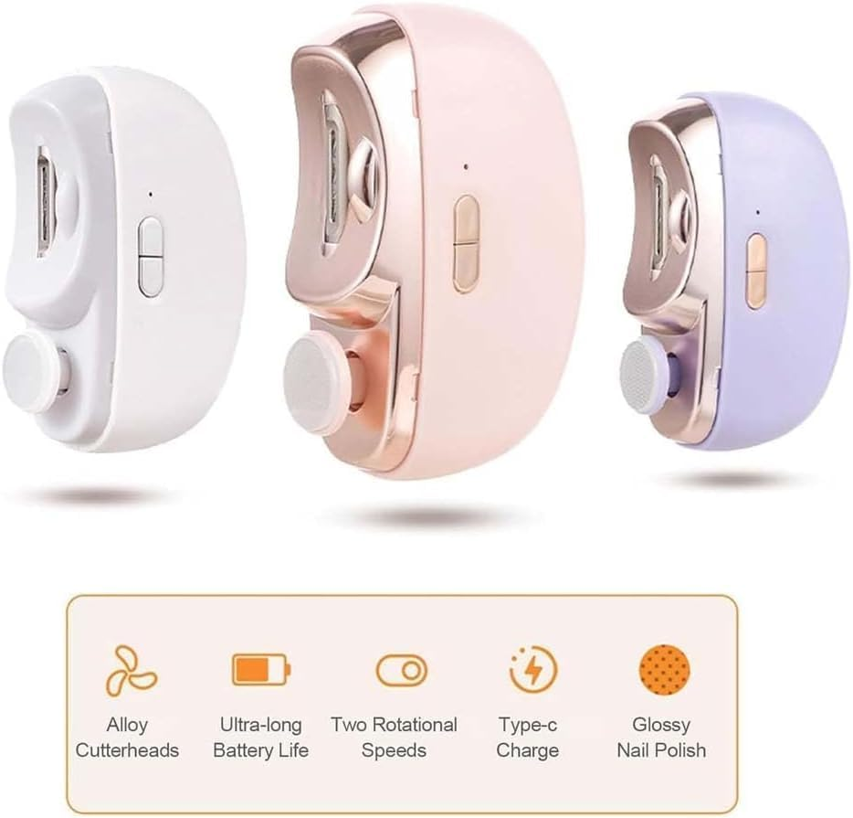 Detroitrain Nail Clippers, Detroitrain Electric Nail Clippers,Usb Rechargeable 3 In-1 Automatic Nail Clipper with LED Light (Pink) image number 6