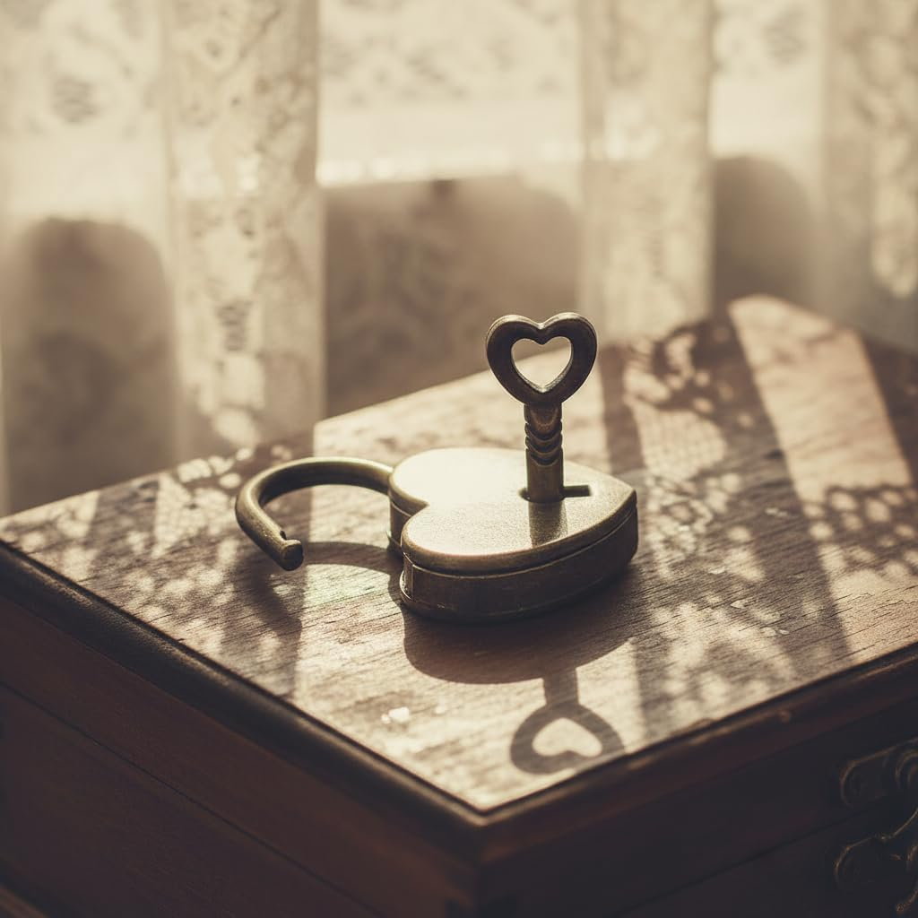 Antique Brass Heart Shape Padlock, Key Lock, Bronze, Padlock, Travel, Storage image number 4