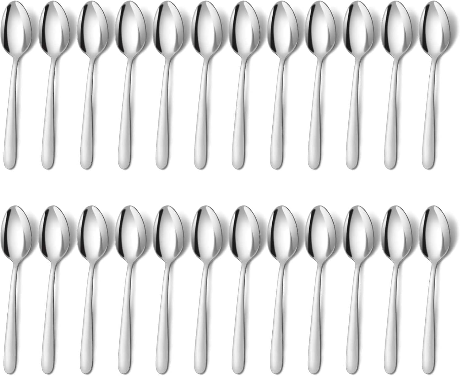 BEWOS 24-Piece Stainless Steel Spoon Set - Smooth & Tough Teaspoons (5.71" /14.5Cm) for Coffee, Espresso, Dessert, Polished & Dishwasher Safe, Ideal for Home, Restaurant, Cafeteria image number 5