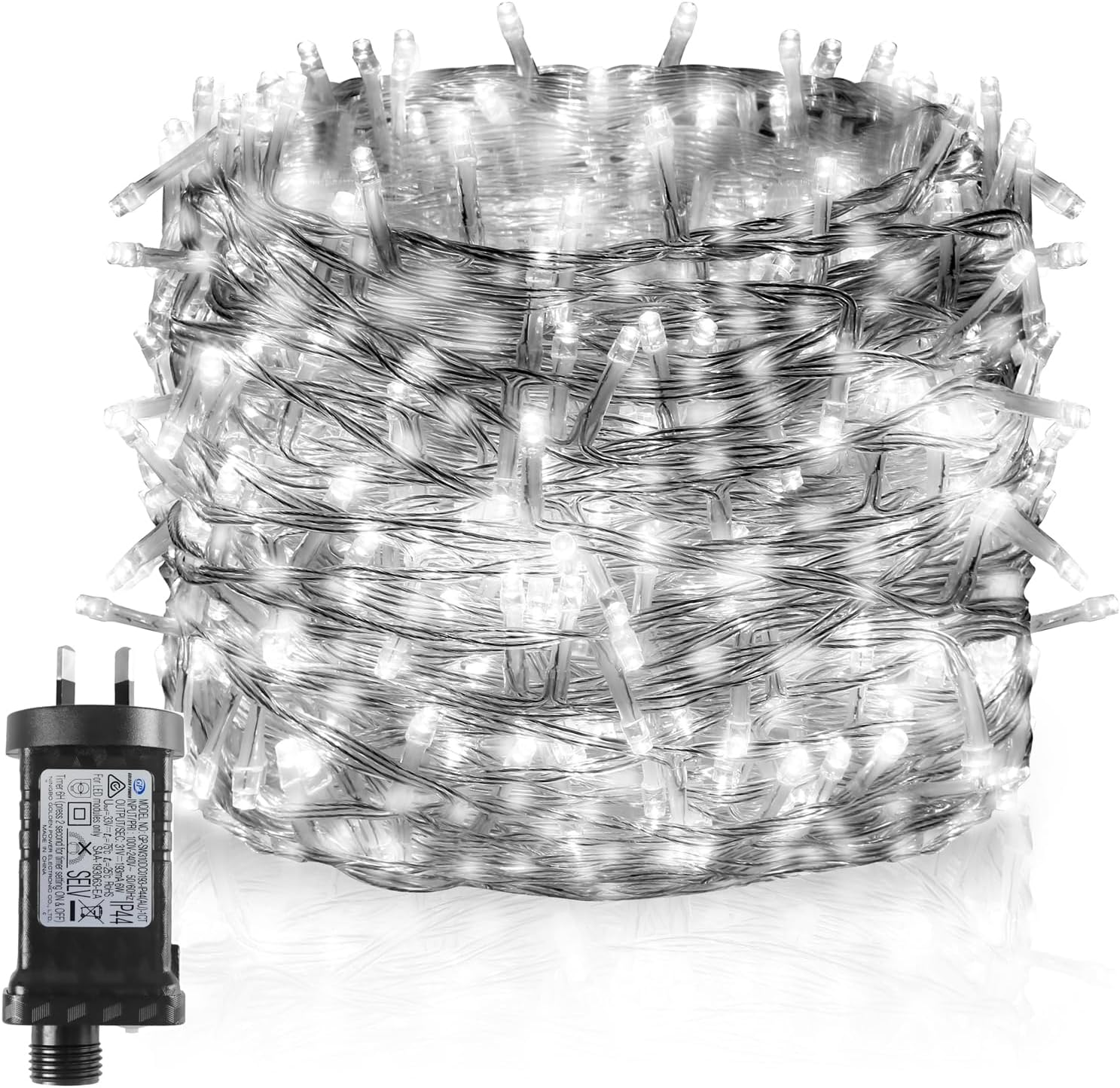 T Tersely 70M/700LED AU Plug String Fairy Lights, SAA Approved 31V Low Voltage 8 Lighting Modes, Timer Function, Indoor Outdoor White Lamp for Christmas Tree Party Wedding Garden image number 2