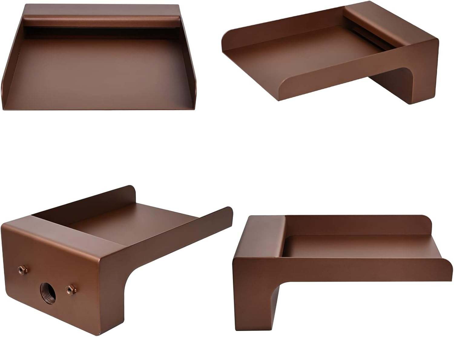 PONDO 304 Stainless Steel Made Exquisite Handcrafted Waterfall Spout for Landscape, Water Fountain Spout Scupper Luxury Decoration for Pools, Ponds, Water Walls (Brown Powder Coating) - Brushed Finishing image number 3