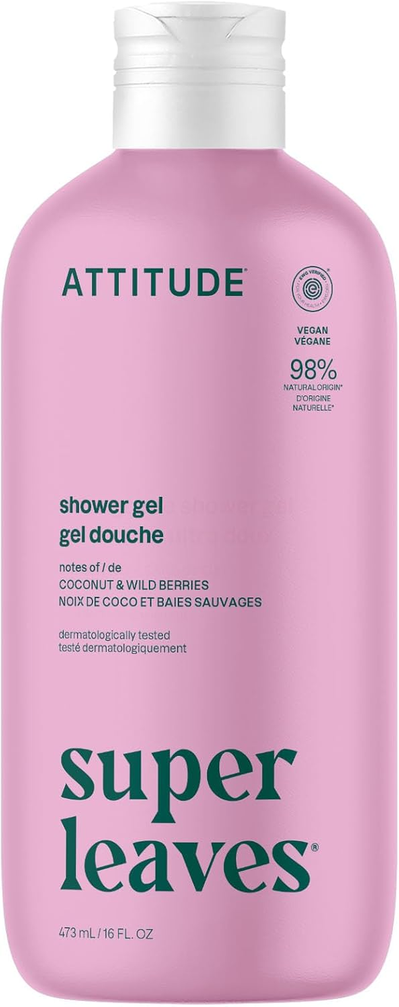 ATTITUDE Natural Soothing Body Wash: EWG Verified, Hypoallergenic & Dermatologist Tested - Super Leaves Collection (16 Oz) image number 1