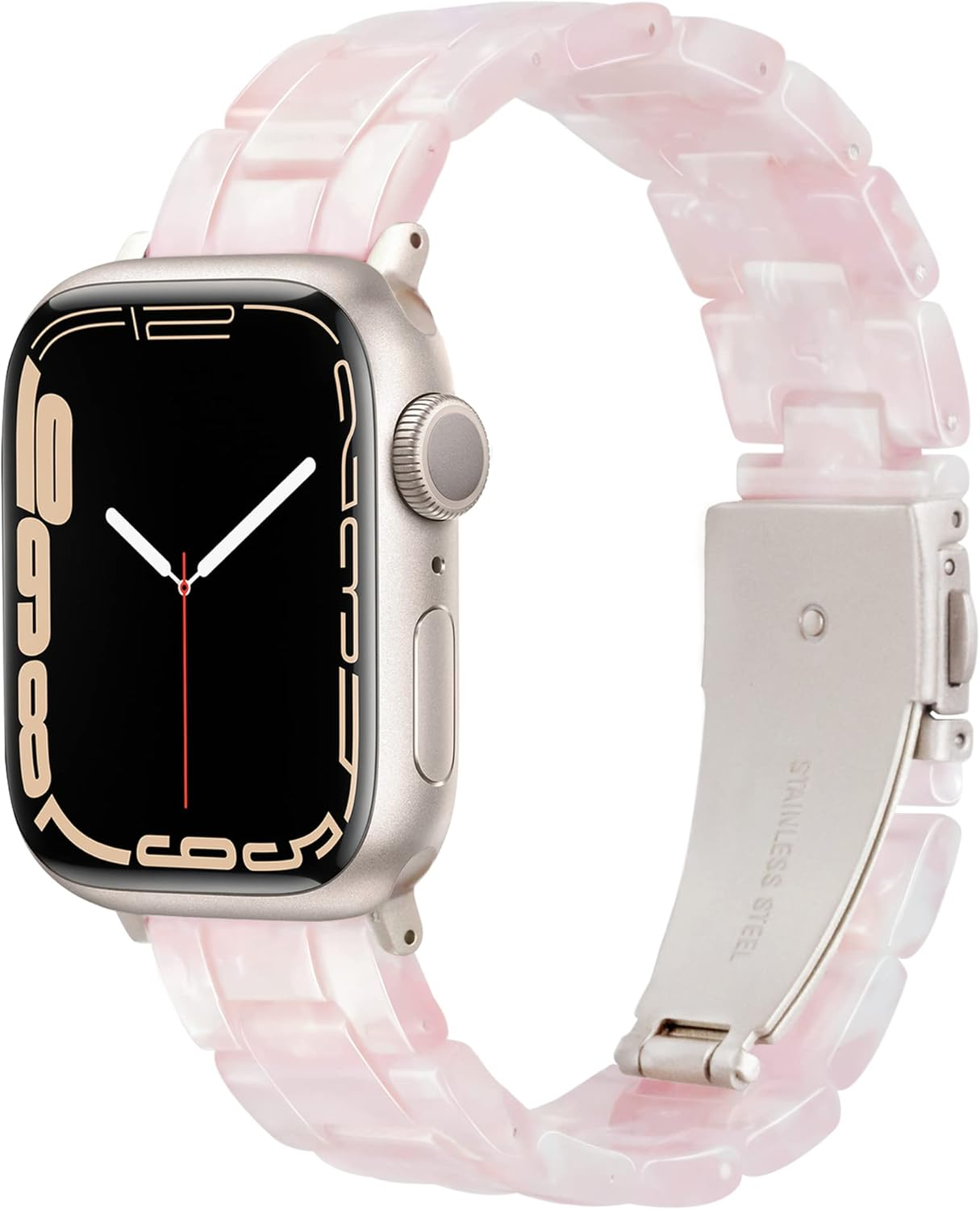 Vamyzji Compatible with Apple Watch Band 49Mm 46Mm 45Mm 44Mm 42Mm, Lightweight Waterproof Resin Sport Iwatch Strap for Apple Watch Series 11 10 9 8 7 6 5 4 3 2 1 SE Ultra 3 2 1(White Rose Gold) image number 7