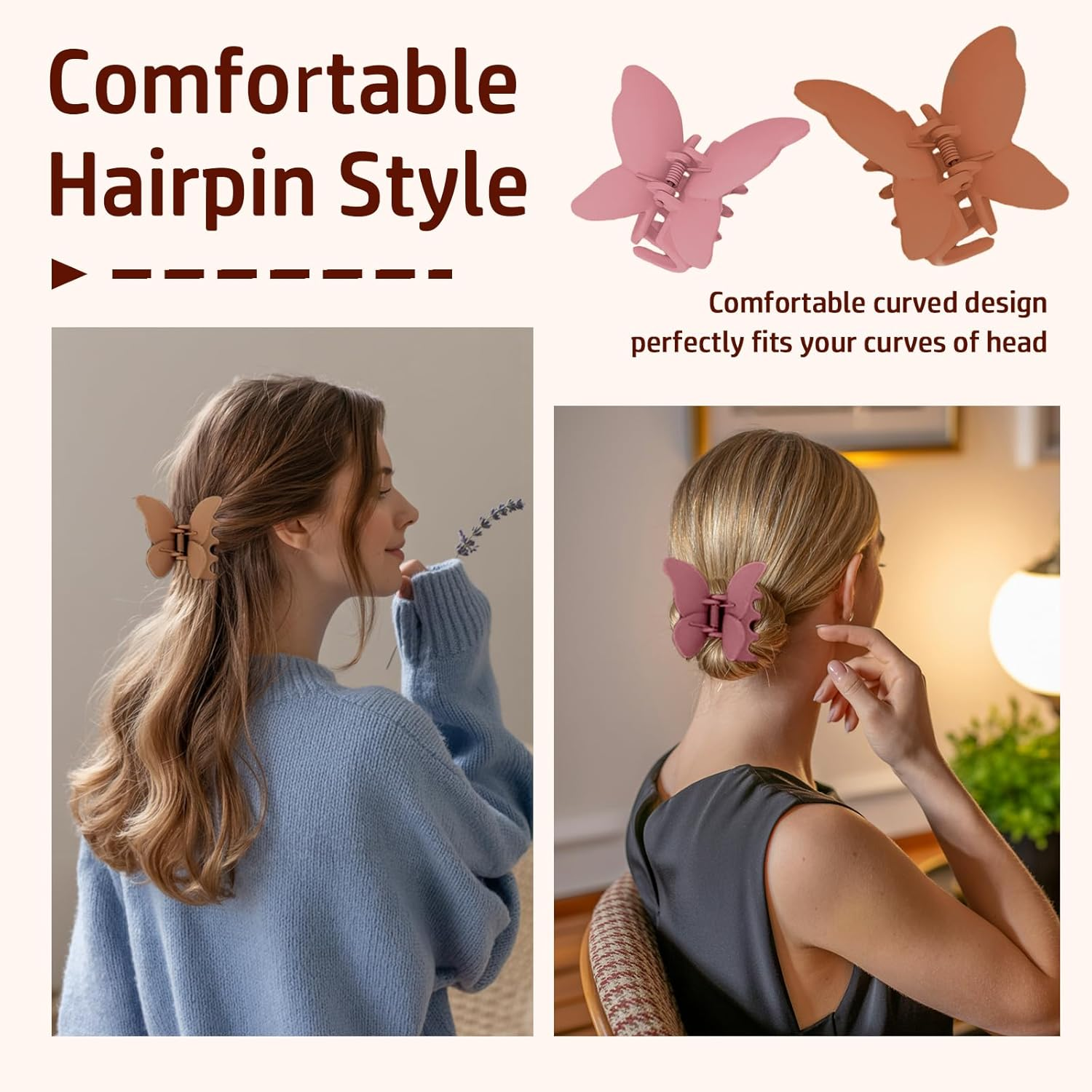 Claw Clip, Hair Accessories for Girls, Hair Clips for Women, Ladies, Cute Multicolor (Pink White Yellow Greenish-Blue) Non-Slip Hair Claw Clip for Thick Thin Long Curly Hair(4Pcs) image number 3