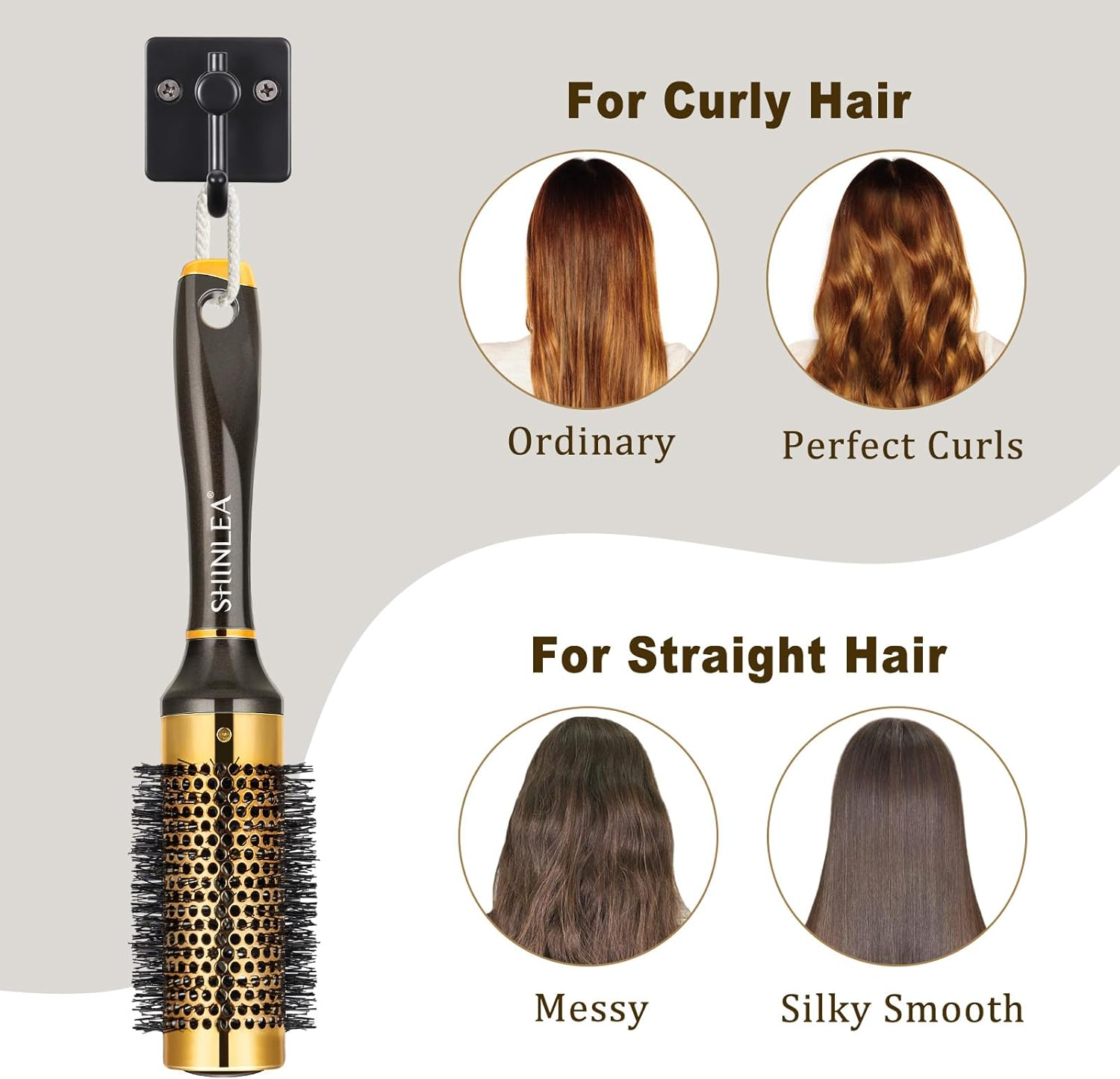 Small round Hair Brush for Short Hair, Aluminum Roller Brush for Blow Drying, Salon Hairbrushes for Women Curly and Straight Hair - 1.3 Inch Barrel, 1.9 Inch with Bristles image number 3