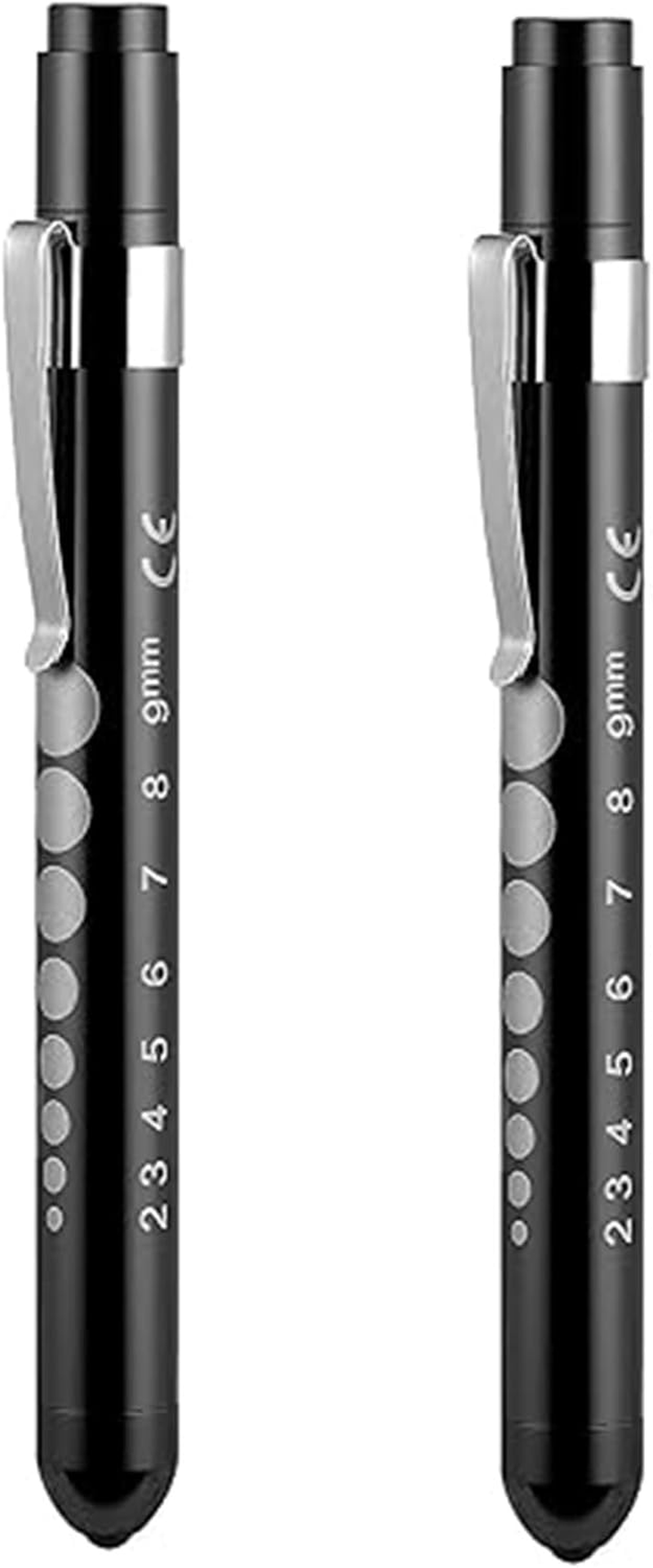 2 PCS Mini Pen Torch Light with Pupil Gauge Ruler Detector, Diagnostic Tool Medical Pen Lamp, Mini Reusable LED Penlight Flashlight for Home Outdoor Hospital Emergency, 1 White+ 1 Yellow image number 2