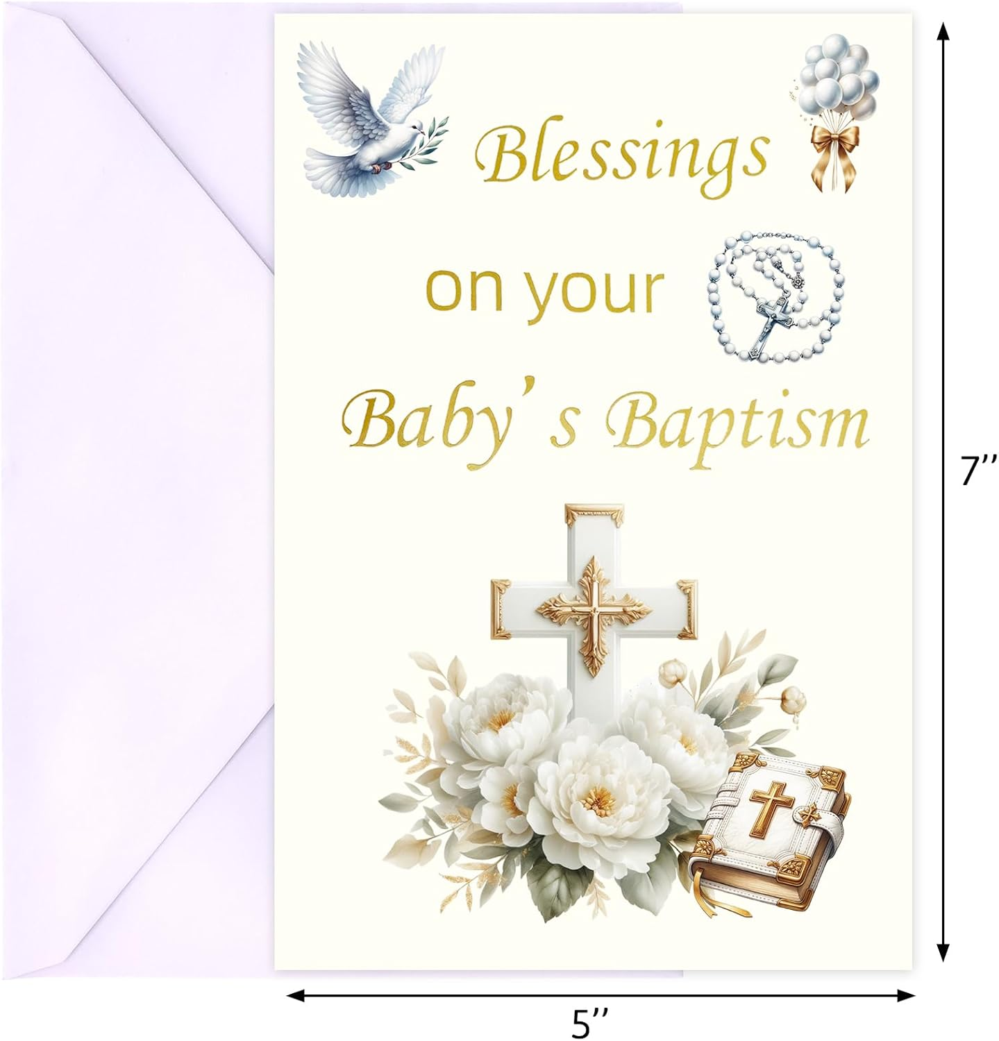 Ceiba Tree Baptism Card for Baby 1PCS with Envelope Message Inside image number 2