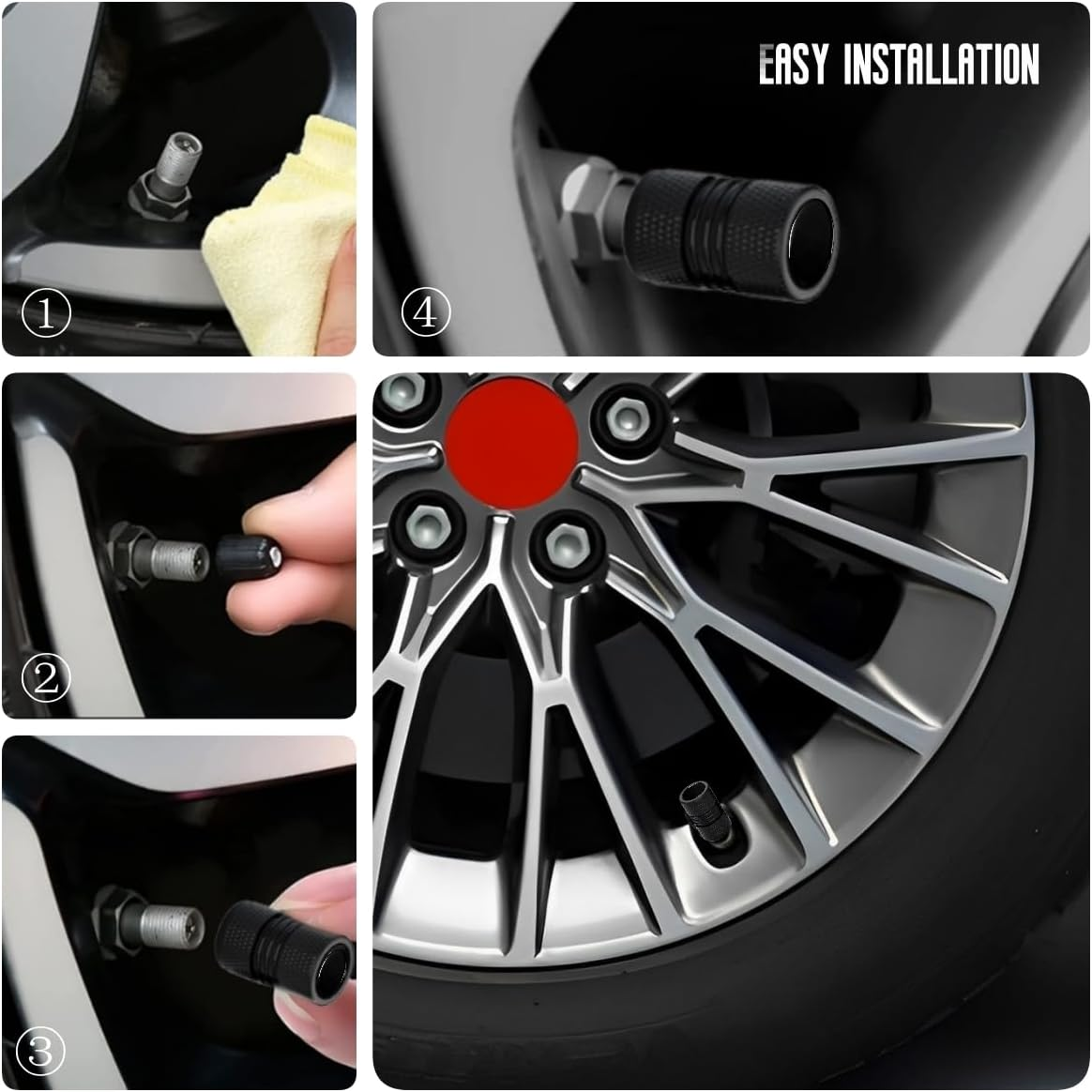 Car Wheel Tire Valve Stem Caps Tire Air Caps Cover Compatible with XE XEL XF XFL XJ F-PACE F-Type and More image number 4