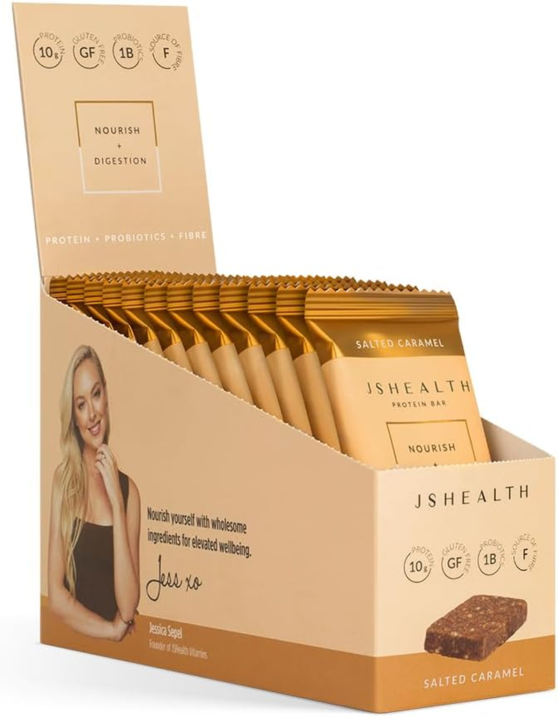 Jshealth Protein Bar - Salted Caramel | Salted Caramel Protein Bars | High Protein Box of 12 X 45G Bars, Gluten-Free + Vegan-Friendly + Dairy-Free Ingredients image number 1